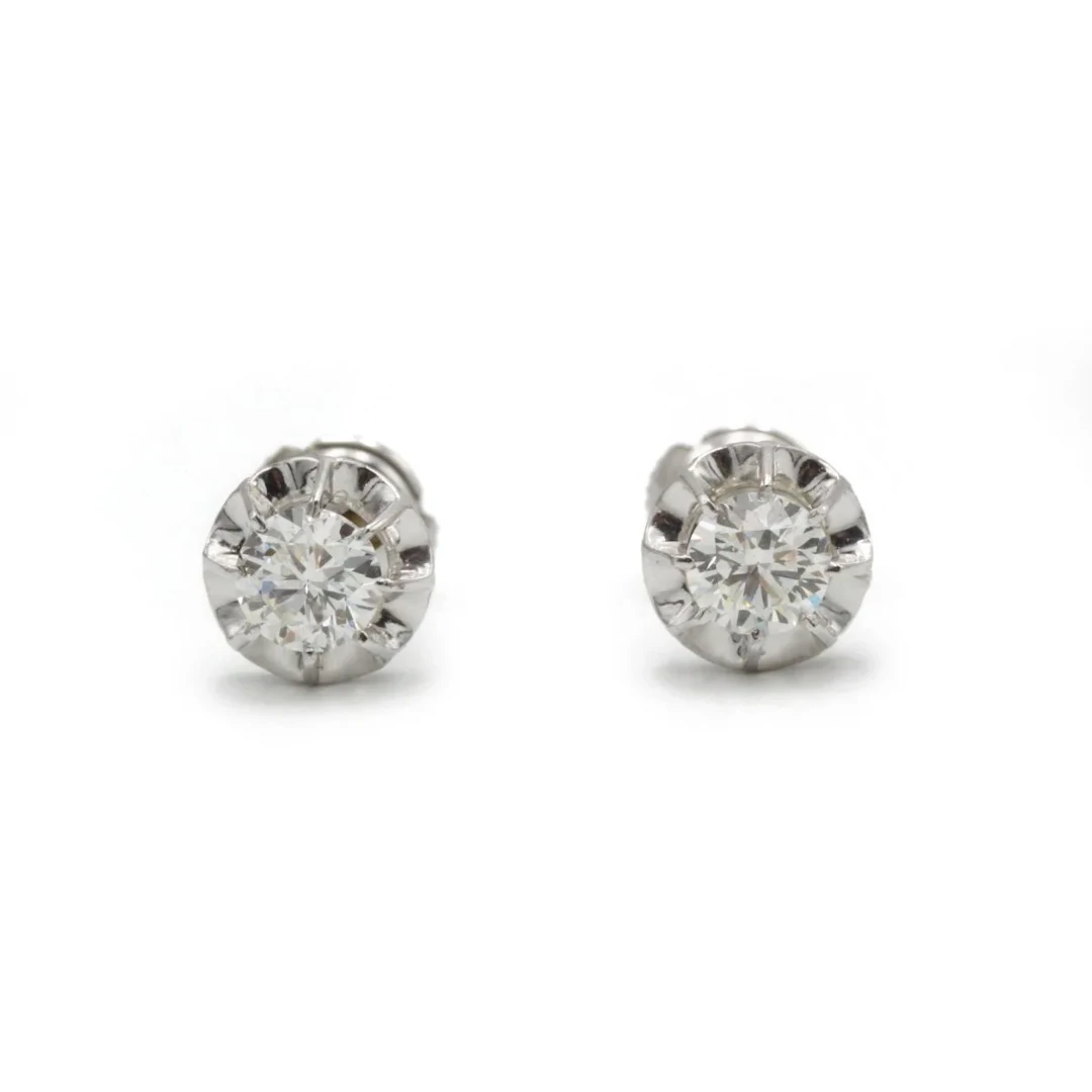 Boucles d'oreilles - Or blanc, Platine et diamants