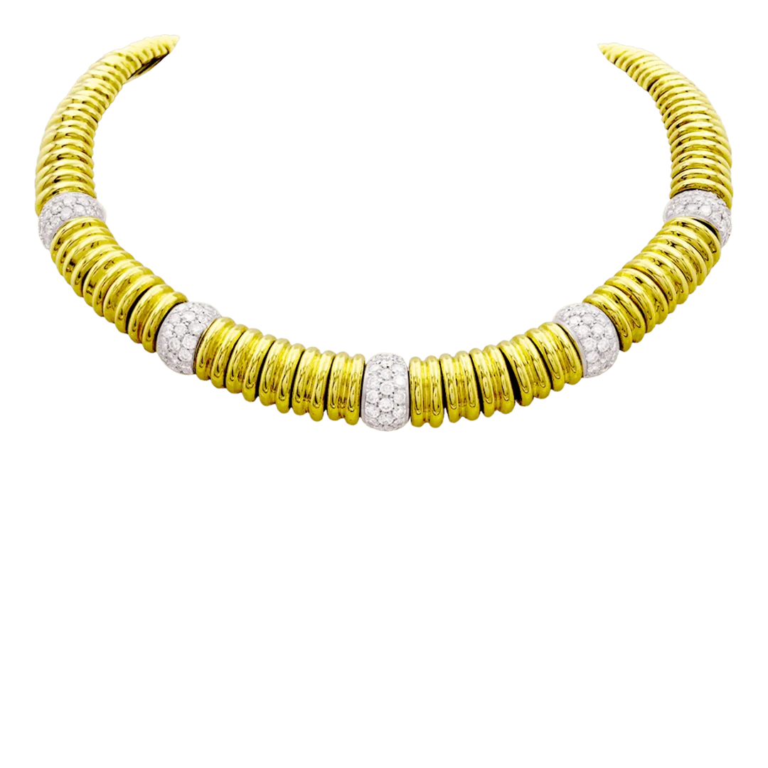 Choker Necklace in White gold, Yellow gold, and Diamonds