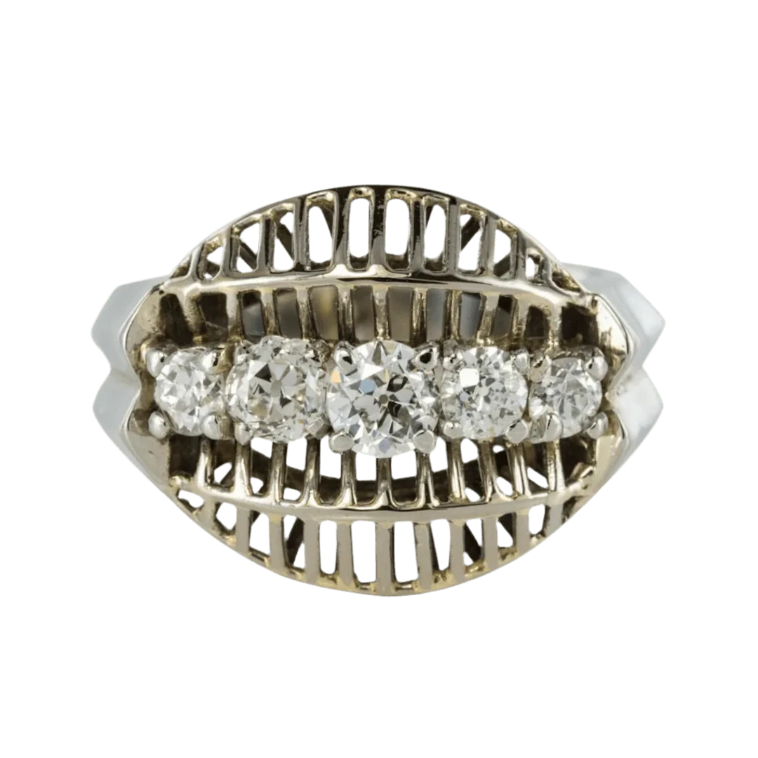 Dome ring in white gold and diamonds