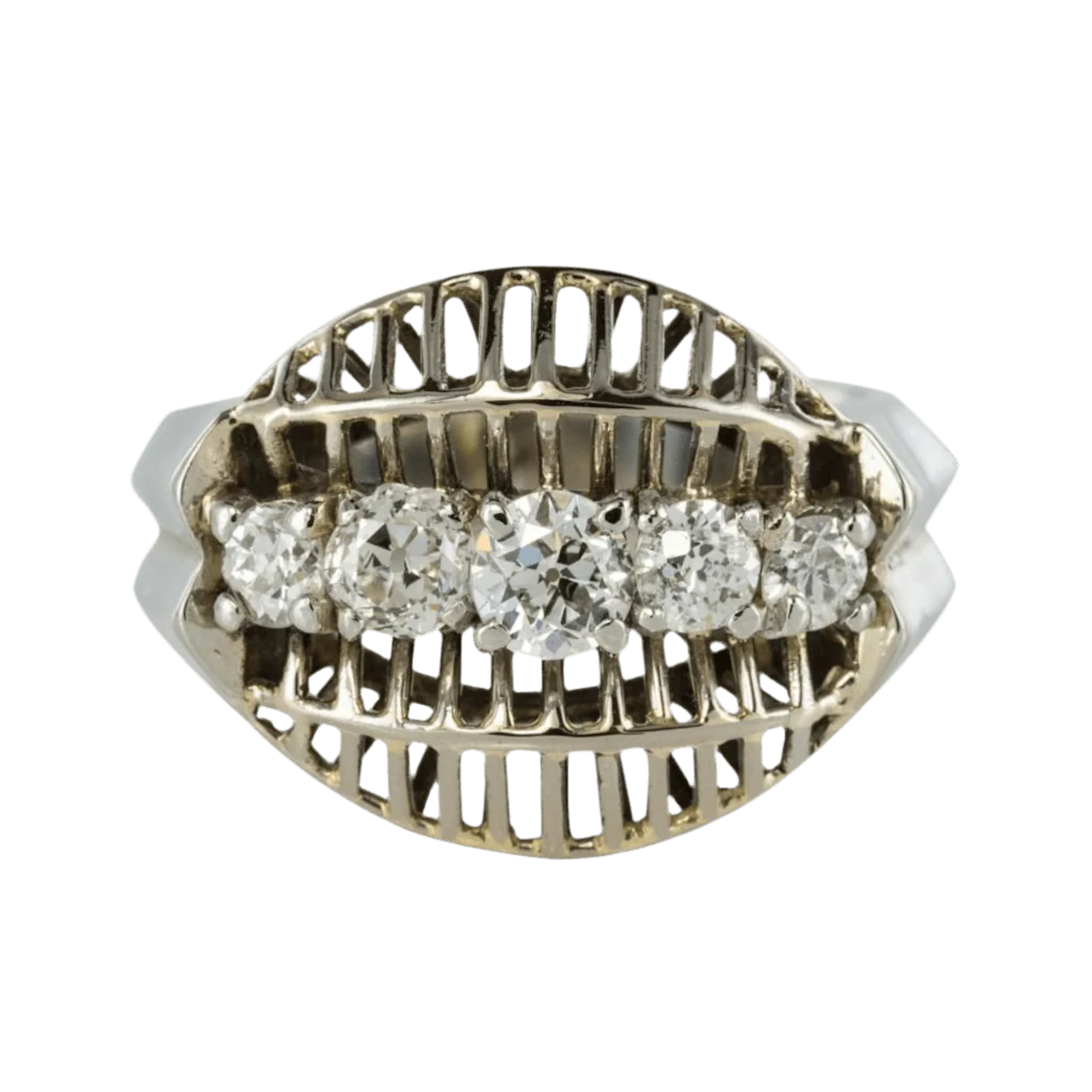 Dome ring in white gold and diamonds