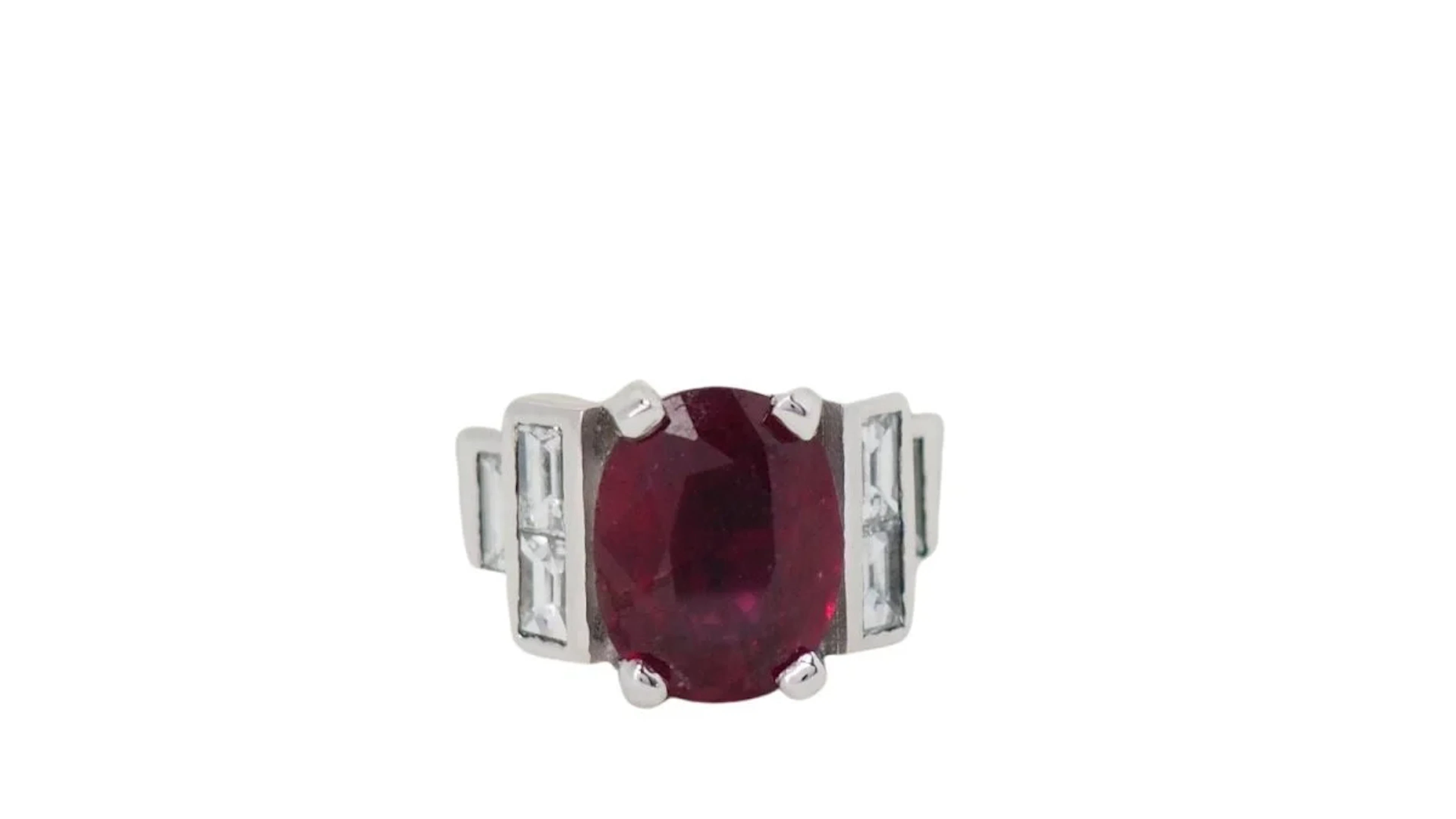 Ruby and diamond white gold ring