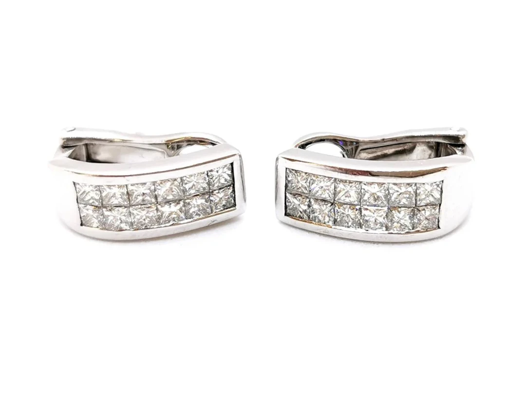 Earrings Clips Diamonds in White gold