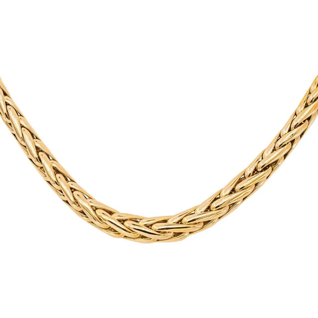 Yellow Gold Palm-Leaf Link Necklace