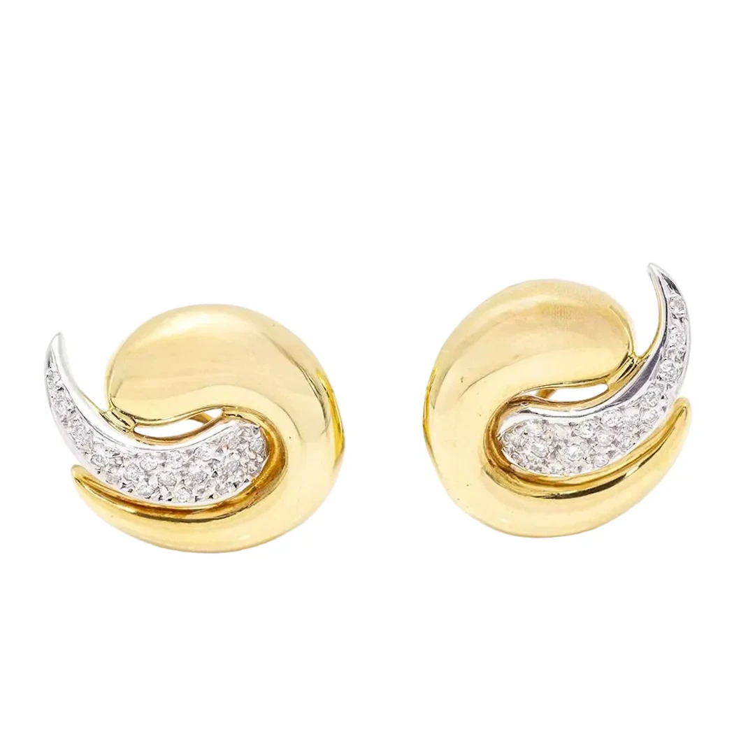 Earrings Fleas in white gold, yellow gold and diamonds