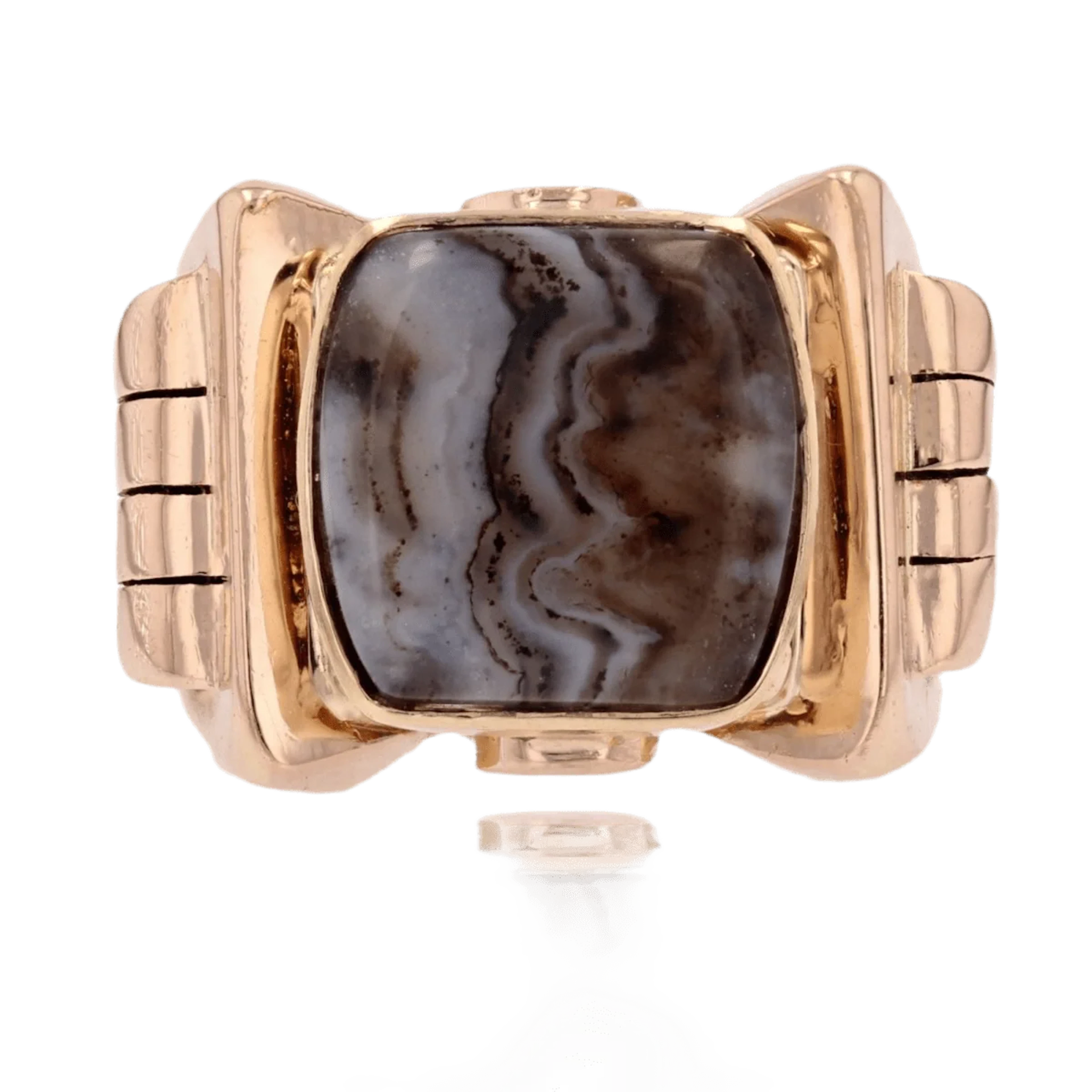 Signet ring in yellow gold and agate