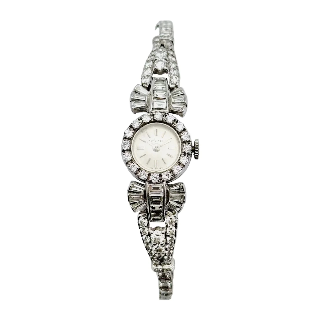 LONGINES Art Deco watch in white gold, platinum and diamonds