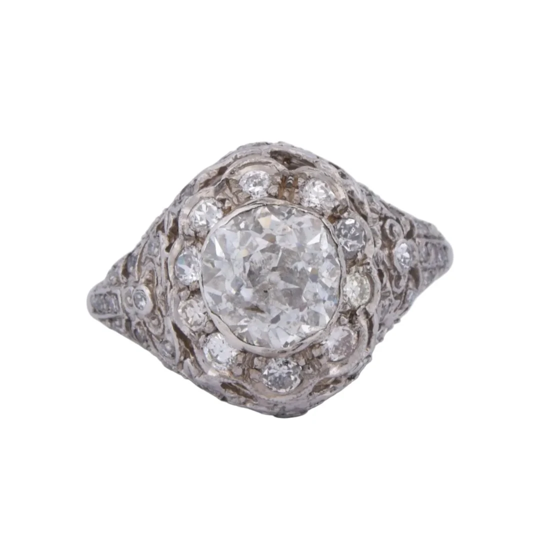 Ring Belle Epoque in paltinium and diamonds