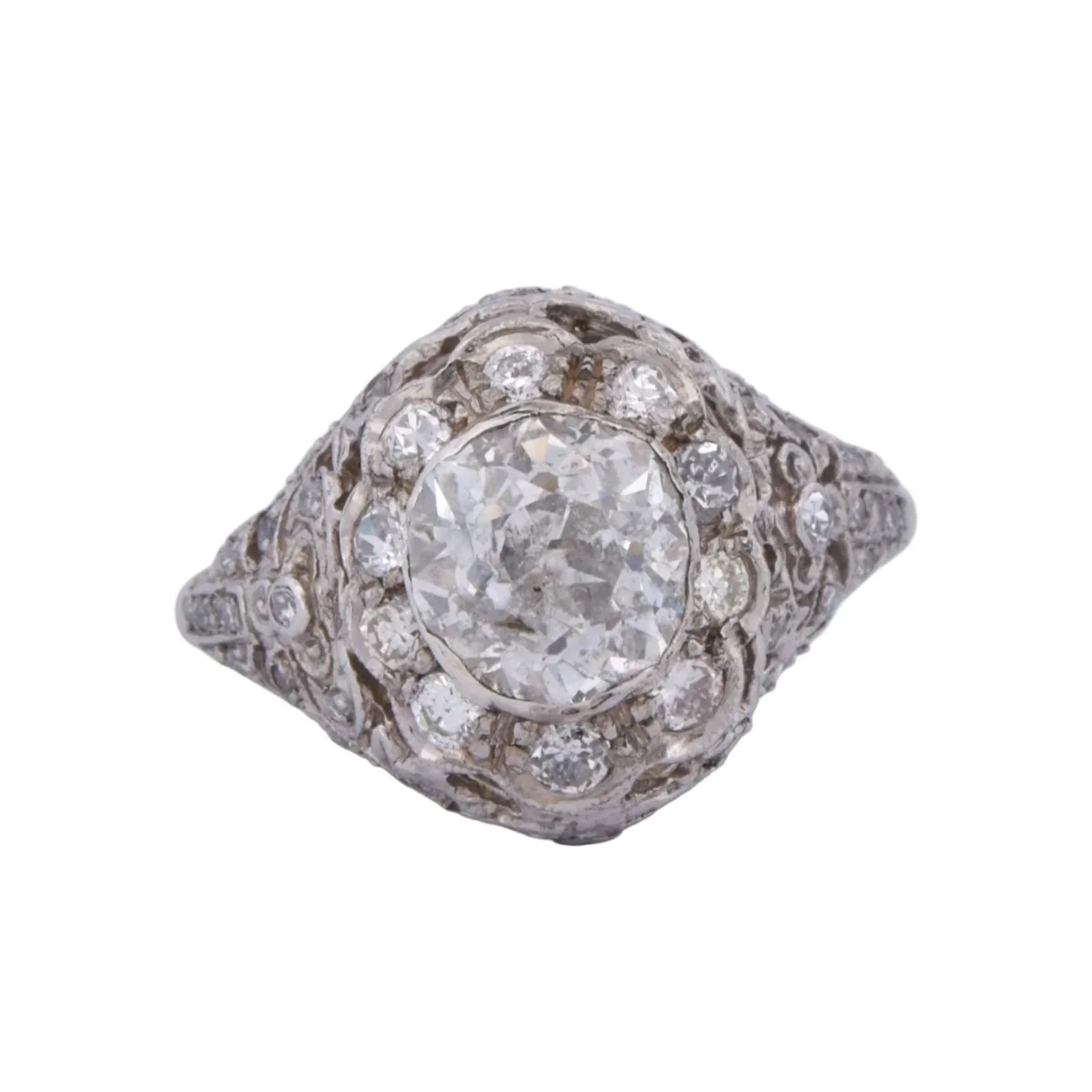 Ring Belle Epoque in paltinium and diamonds