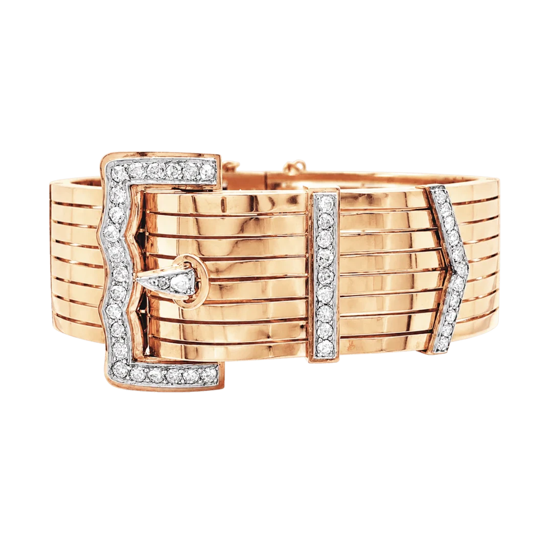 Bracelet Ceinture en or rose, platine et diamants
