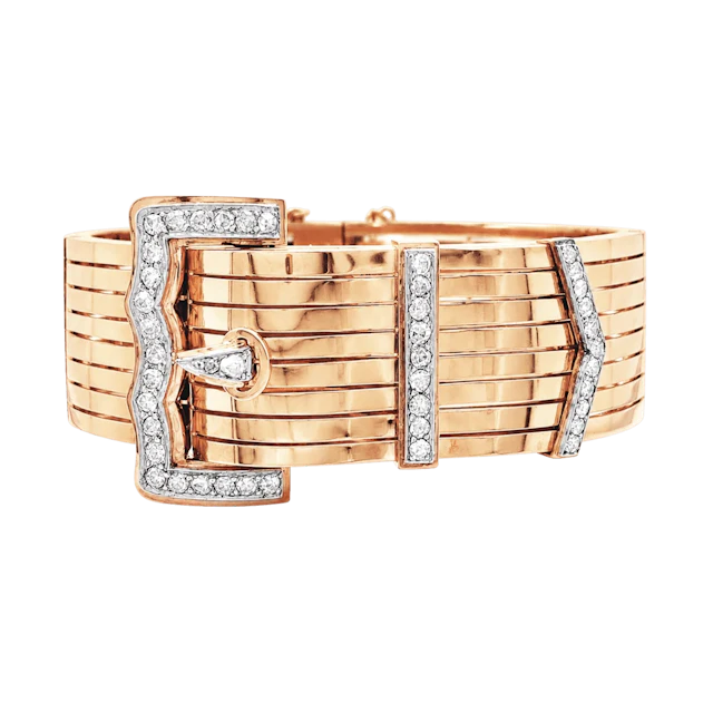 Bracelet Ceinture en or rose, platine et diamants