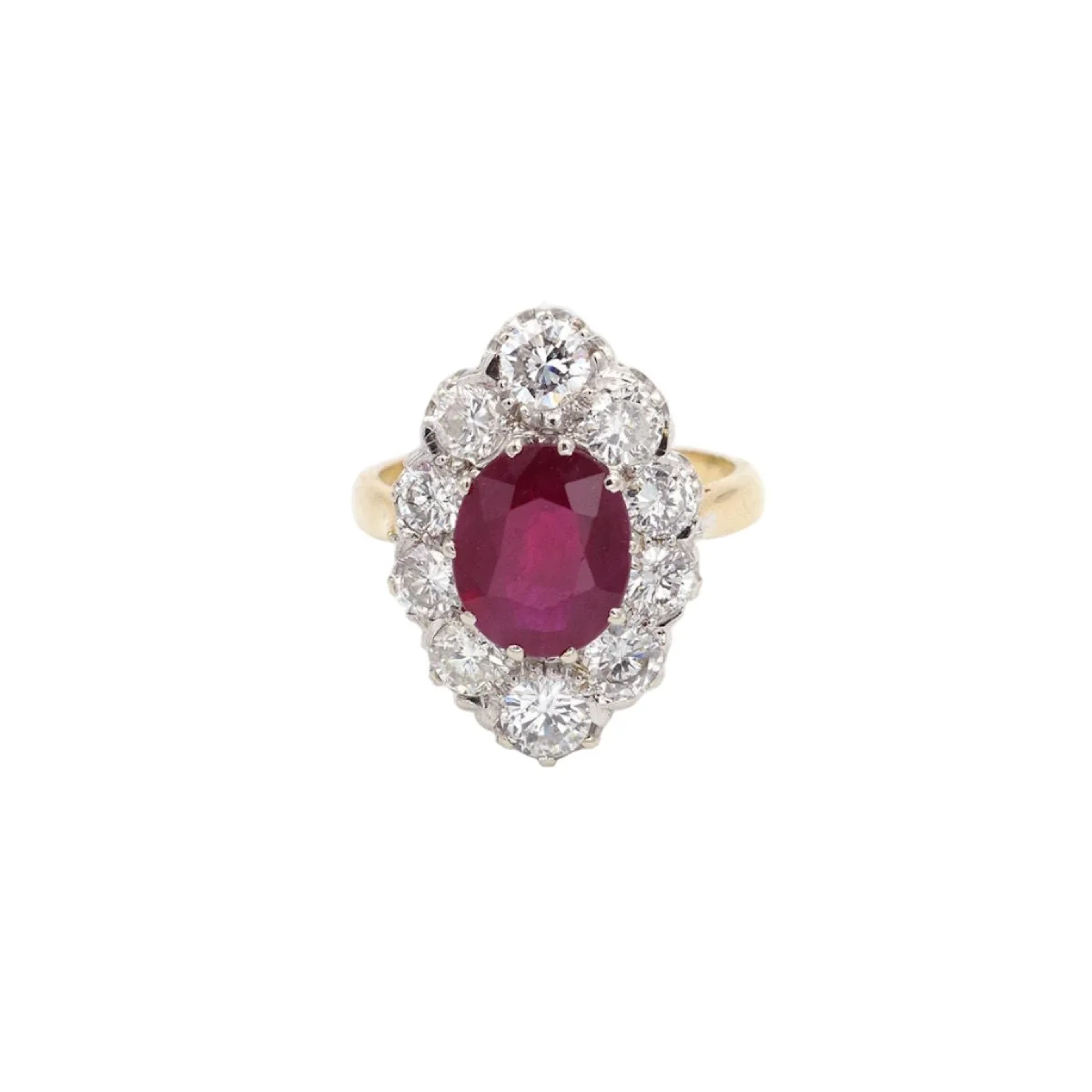 Marquise ring with a certified 2.29 ct Burmese ruby