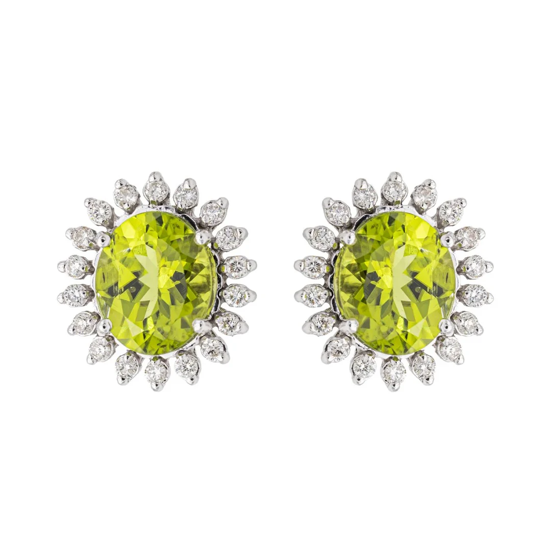 Earrings White gold Peridot