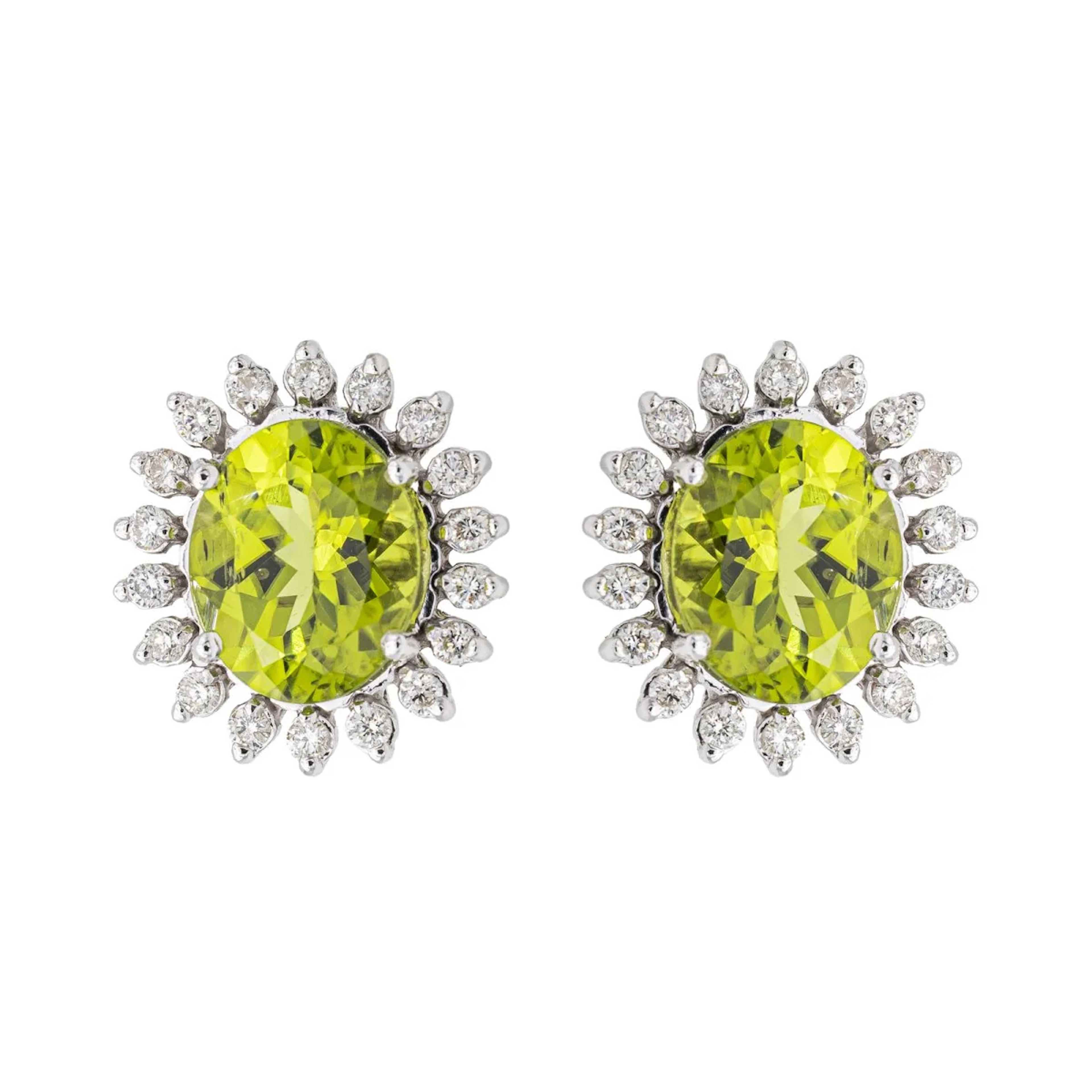 Earrings White gold Peridot