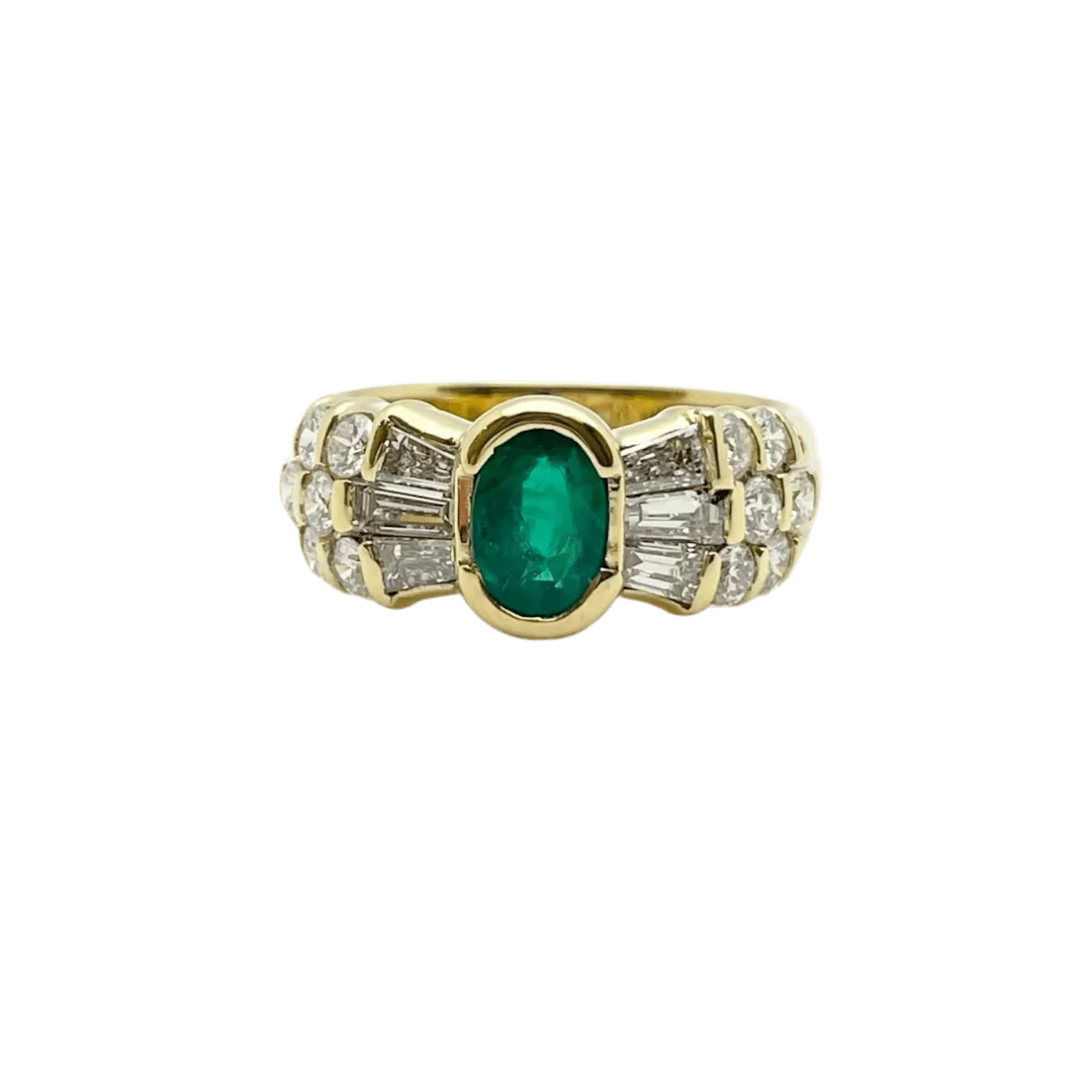 Ring Rush in yellow gold, emerald and diamonds