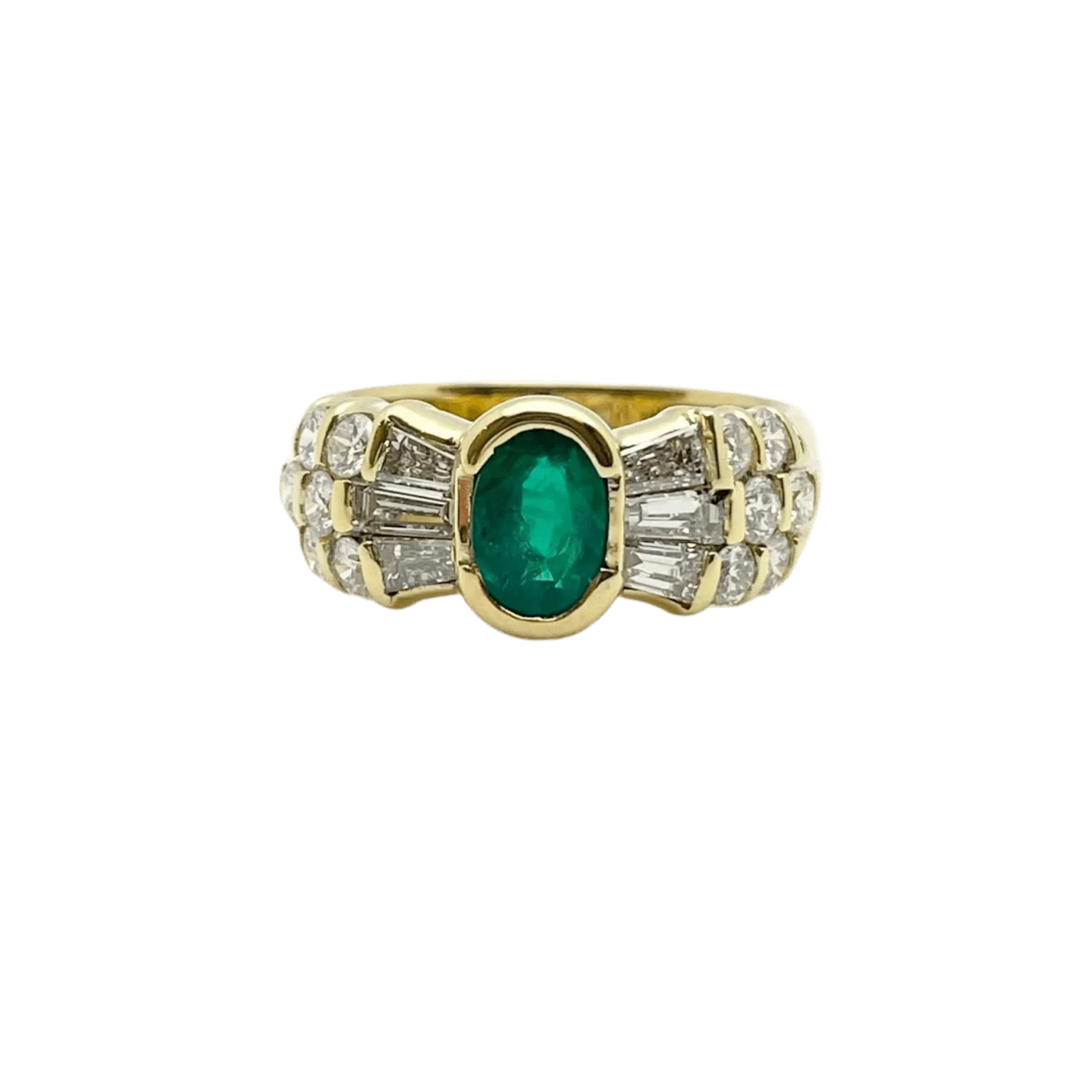 Ring Rush in yellow gold, emerald and diamonds