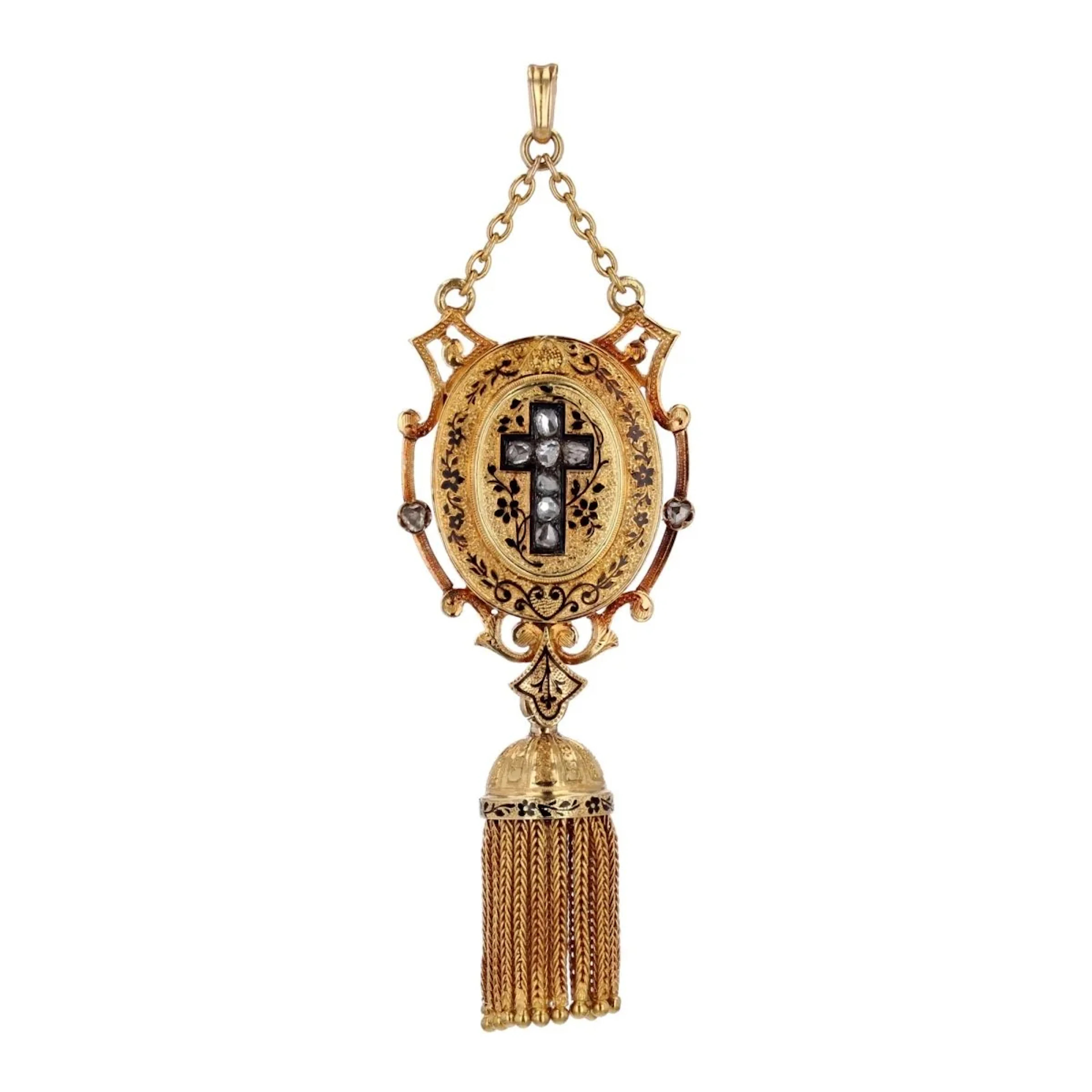 Yellow gold and diamond pendant