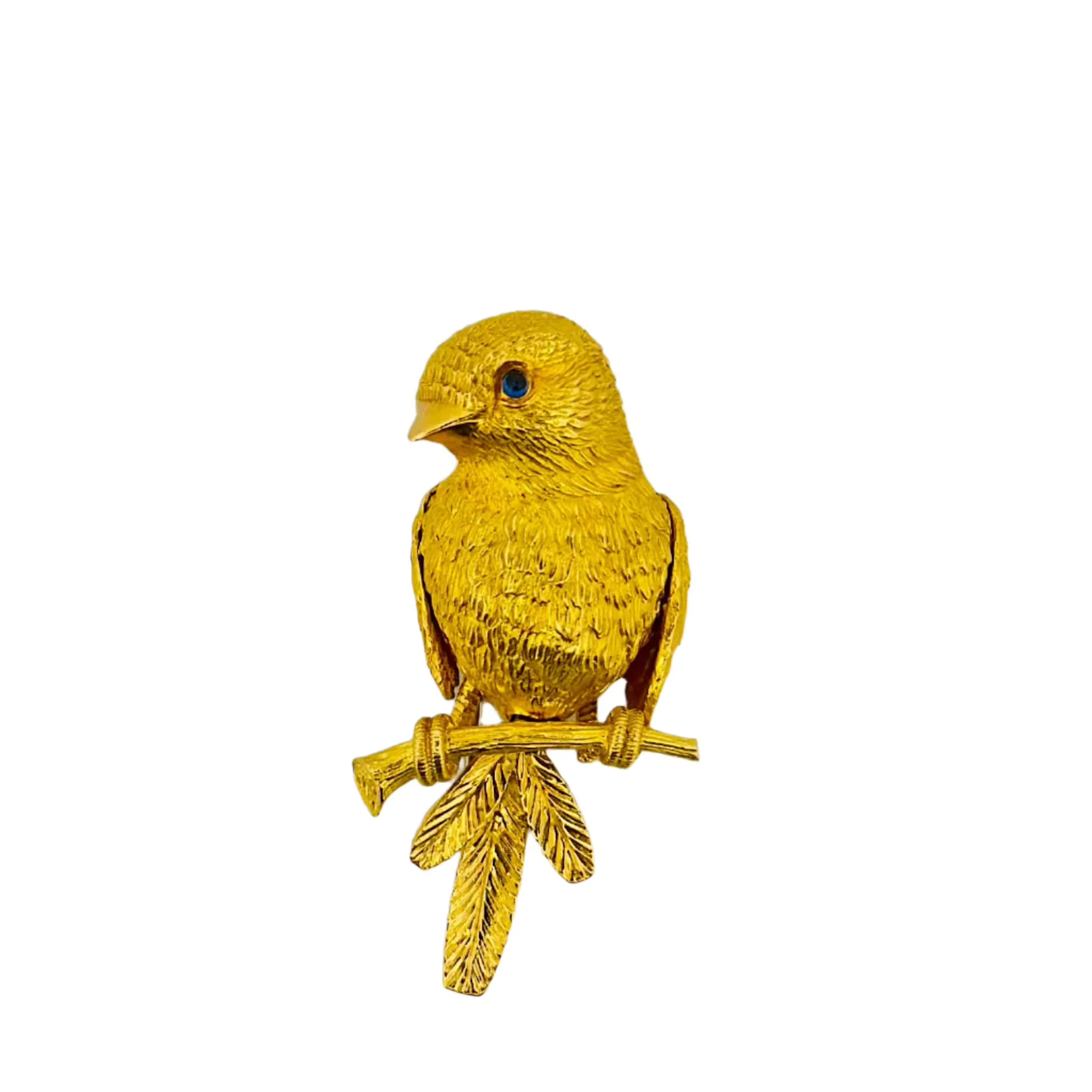 VAN CLEEF & ARPELS by GEORGES LENFANT “Sparrow on a branch” clip brooch