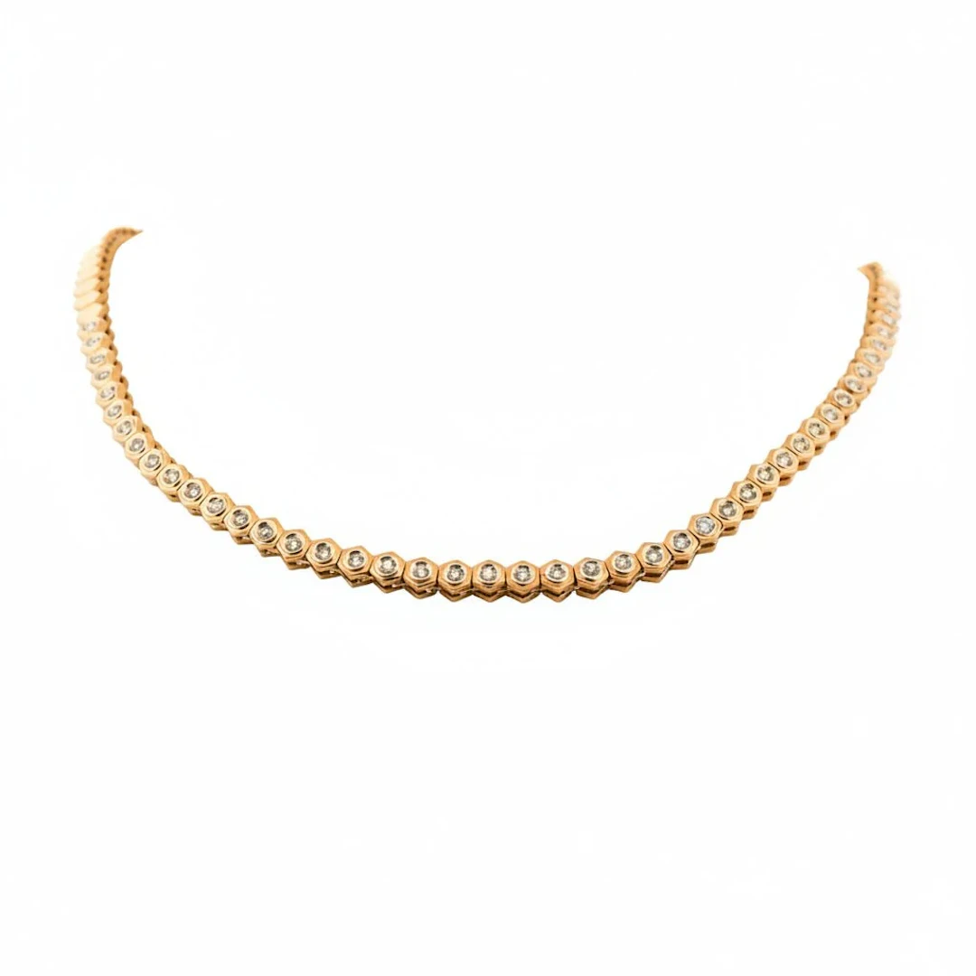 Necklace Rivière in yellow gold and diamonds