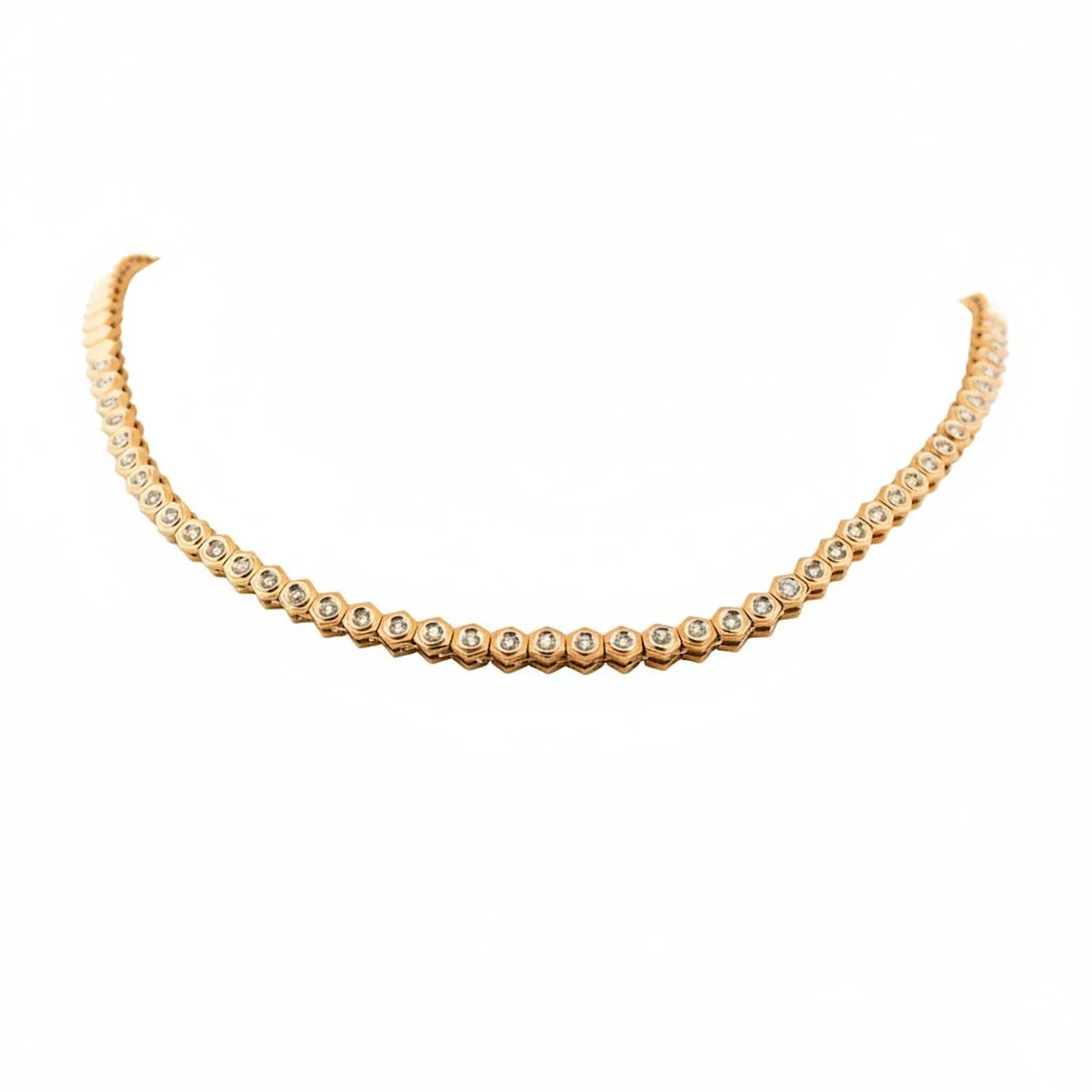 Necklace Rivière in yellow gold and diamonds