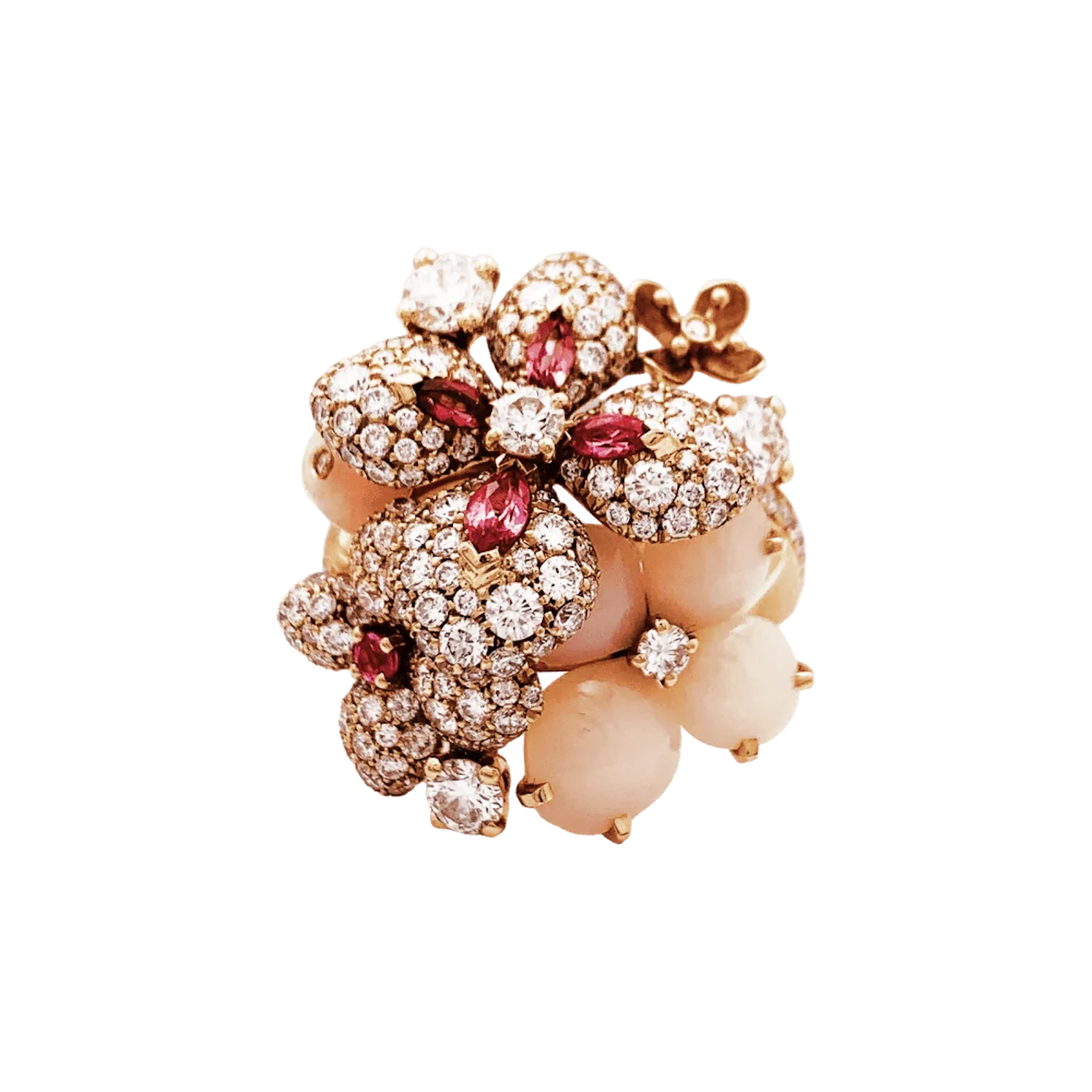 CHAUMET "Aube de Rosée" Cocktail Ring in Rose gold, opals, sapphire