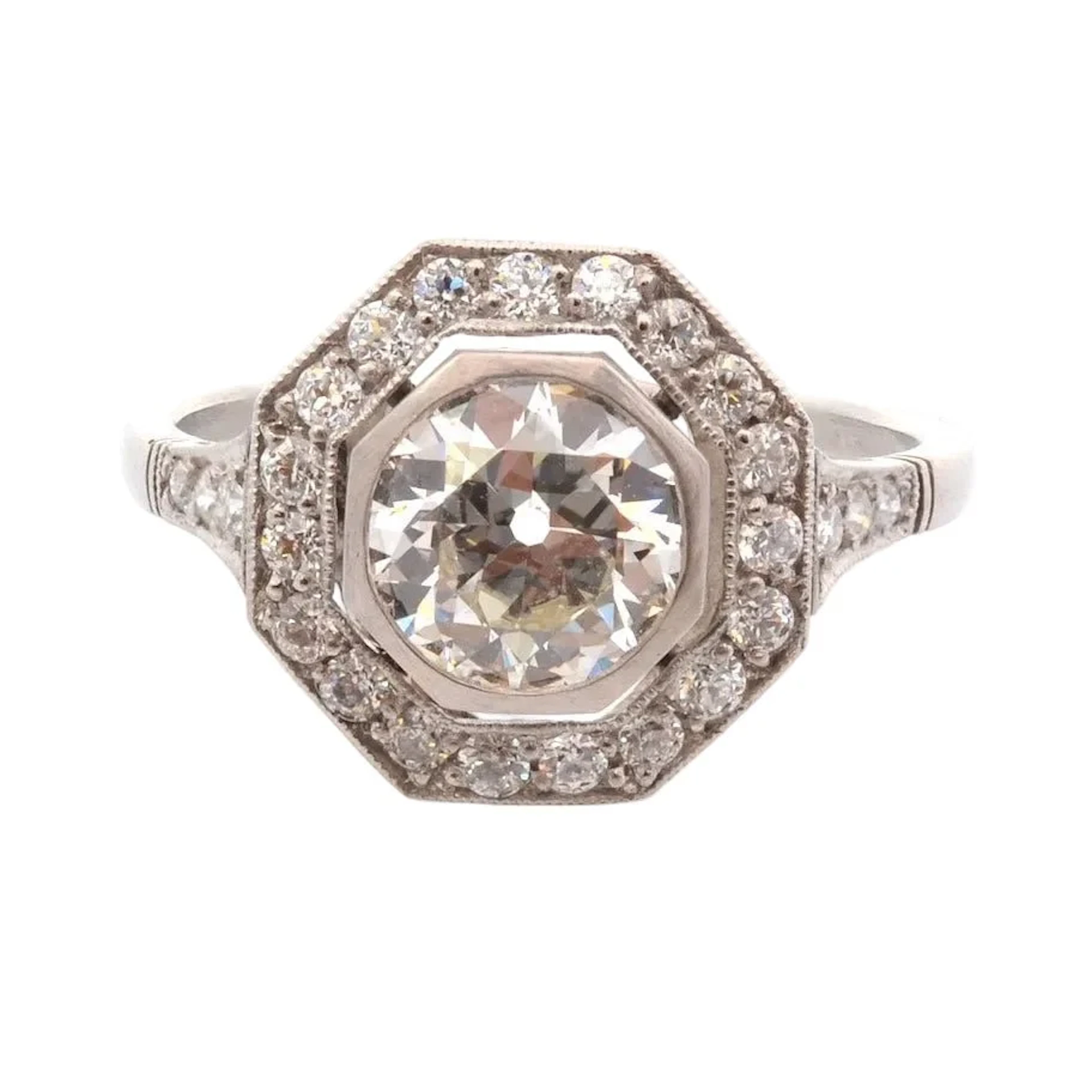Entourage ring in white gold, platinum and diamonds