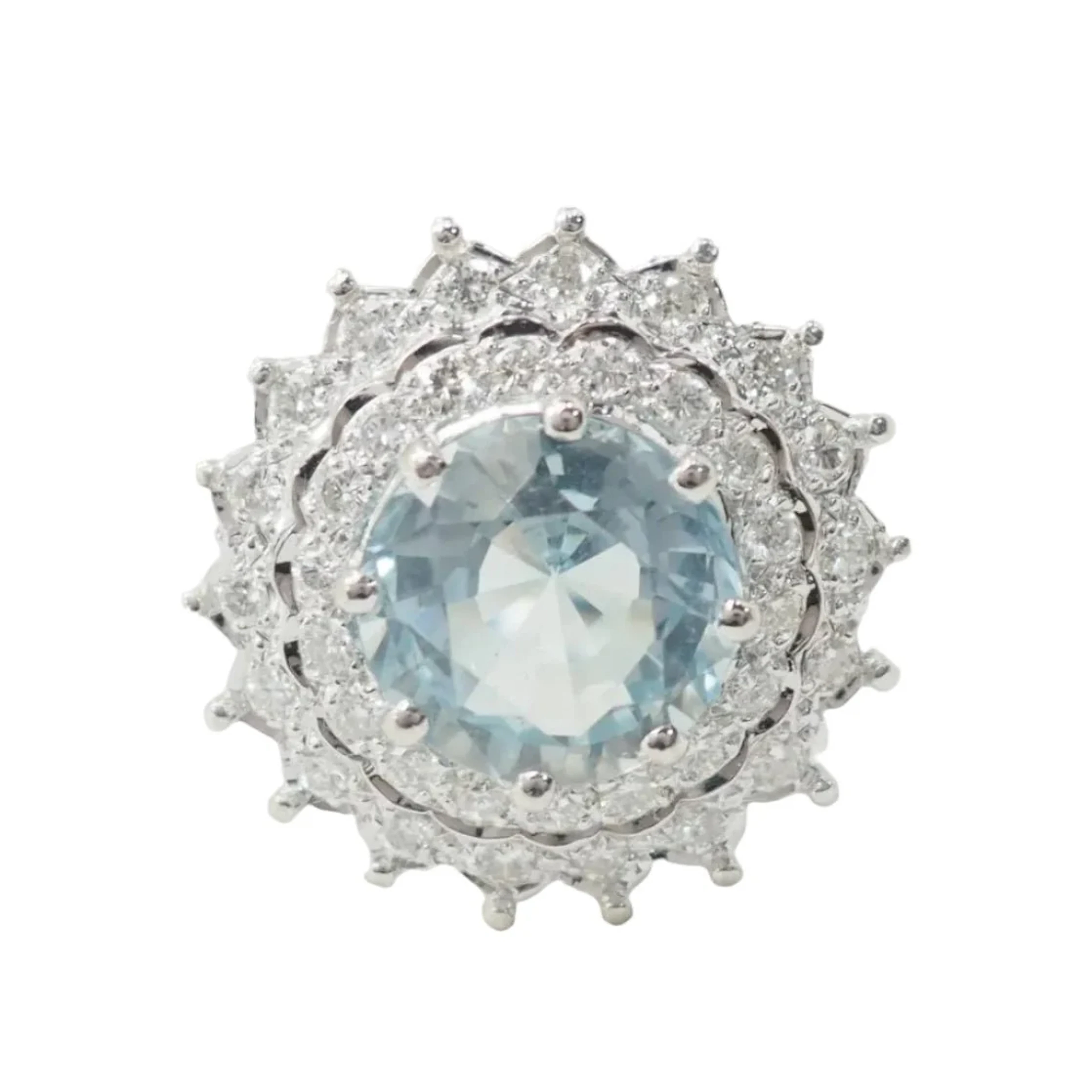 Ring Surroundings in white gold, paltinium, aquamarine and diamonds