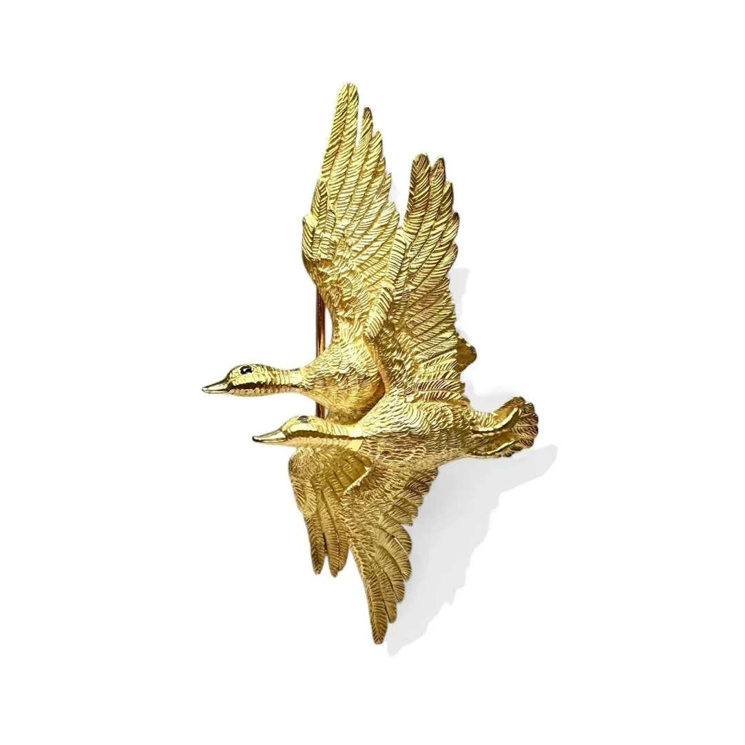 HERMÈS “Ducks” brooch by GEORGES LENFANT in yellow gold