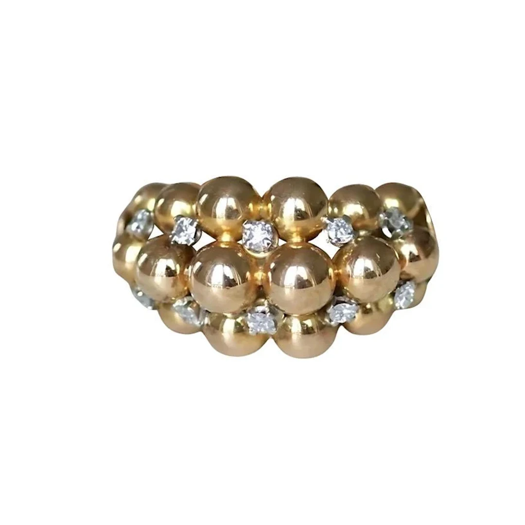 Cocktail ring in rose gold, platinum and diamonds