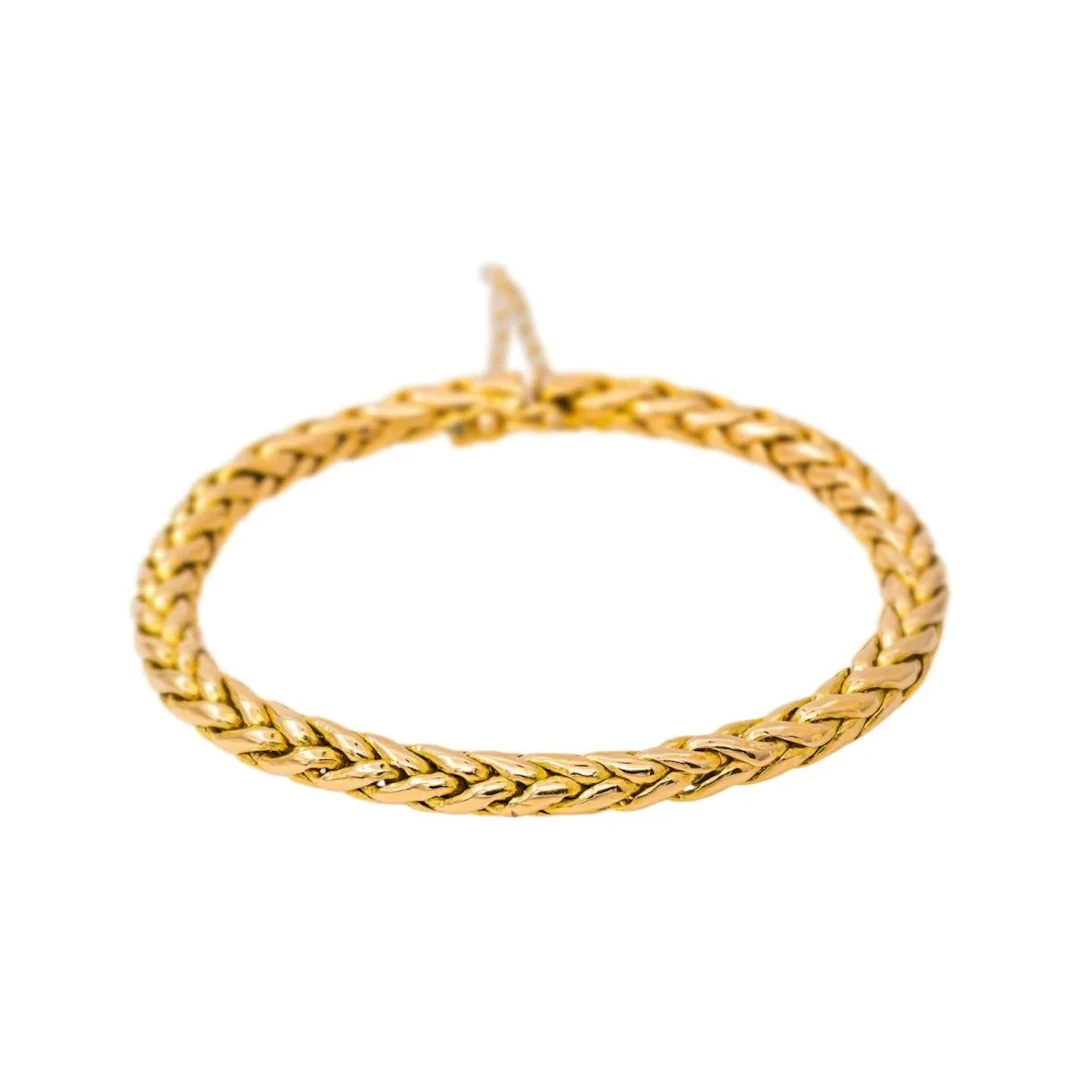 Yellow Gold Palm Leaf Link Bracelet