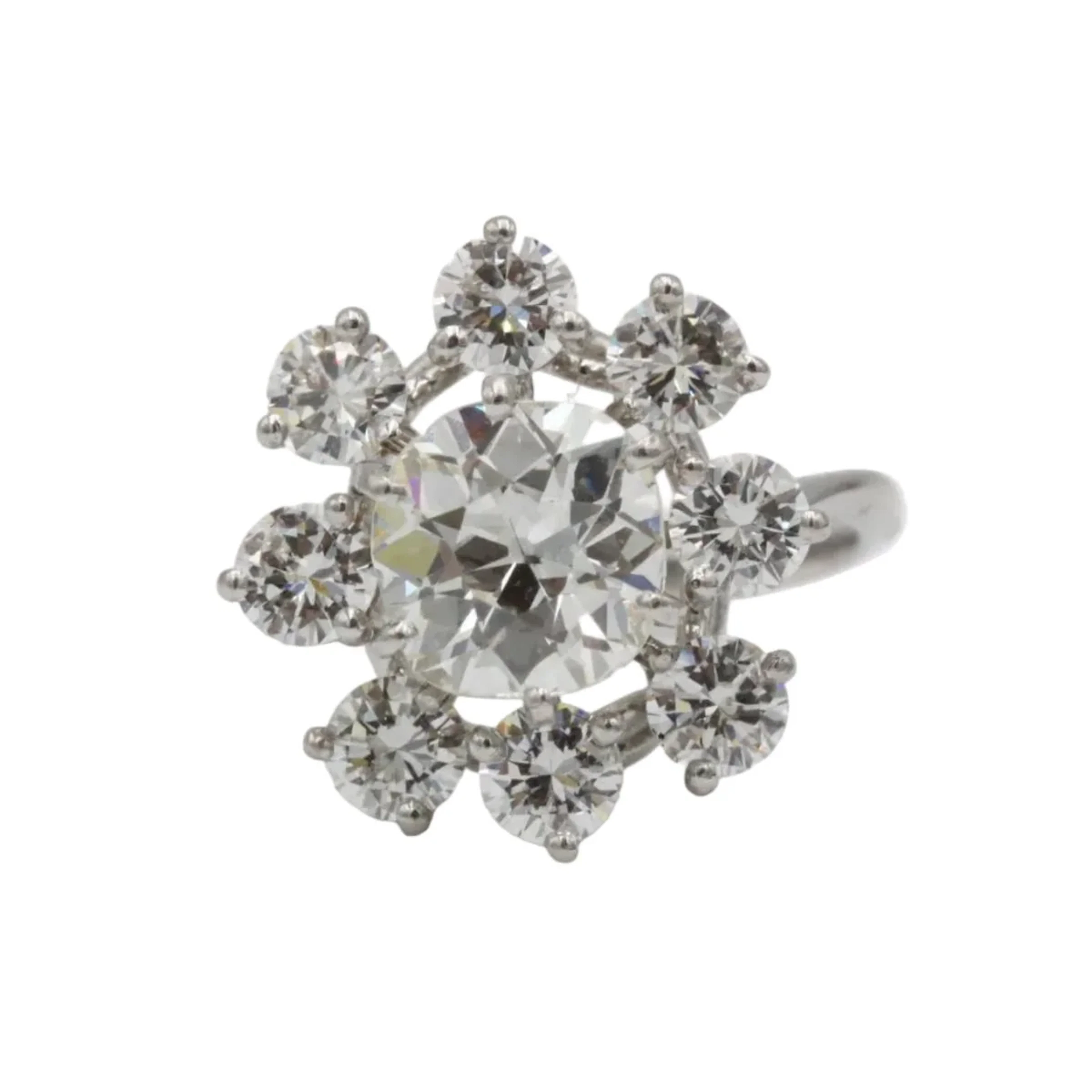 Ring Marguerite in white gold, paltinium and diamonds