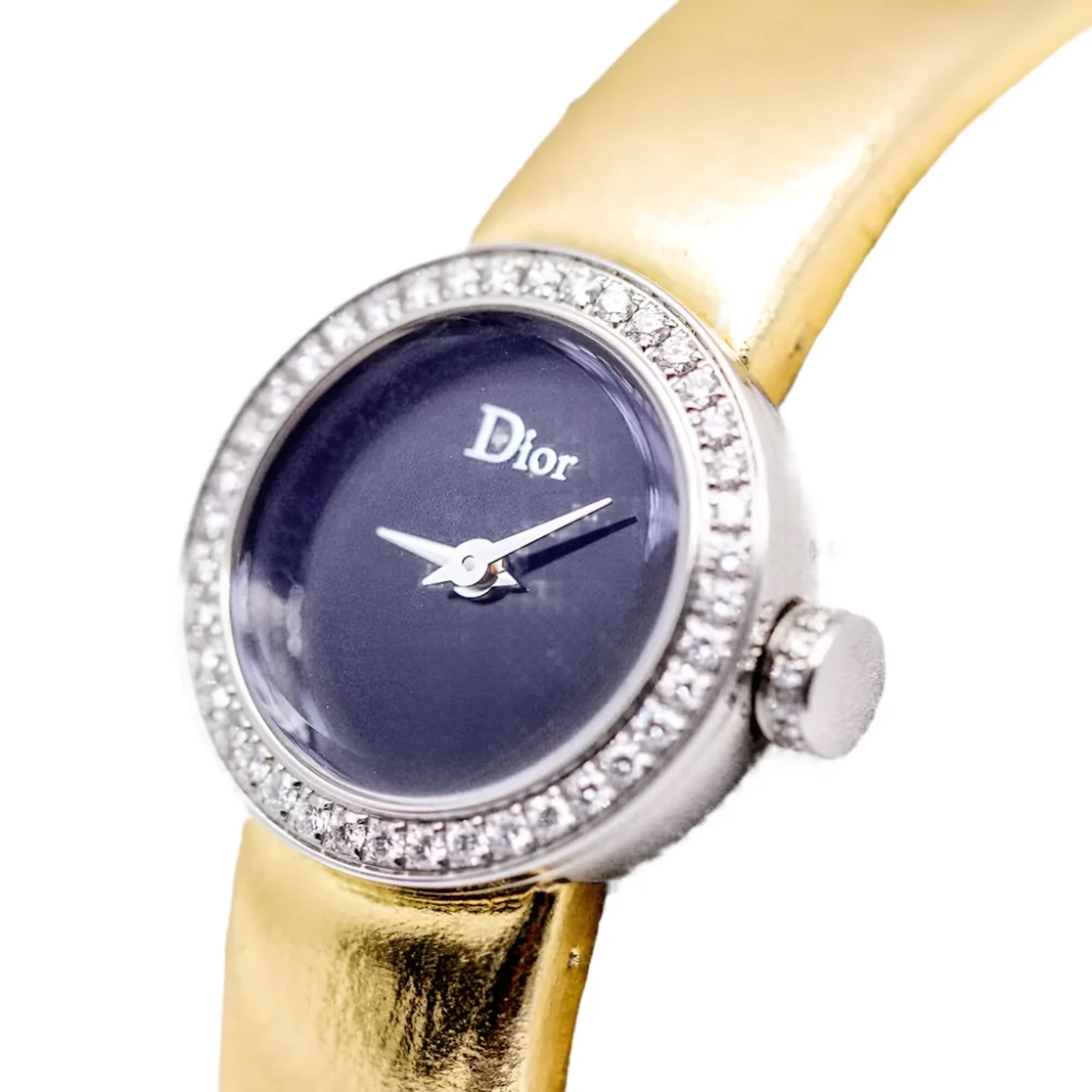 Watch Quartz DIOR in steel, leather and diamonds