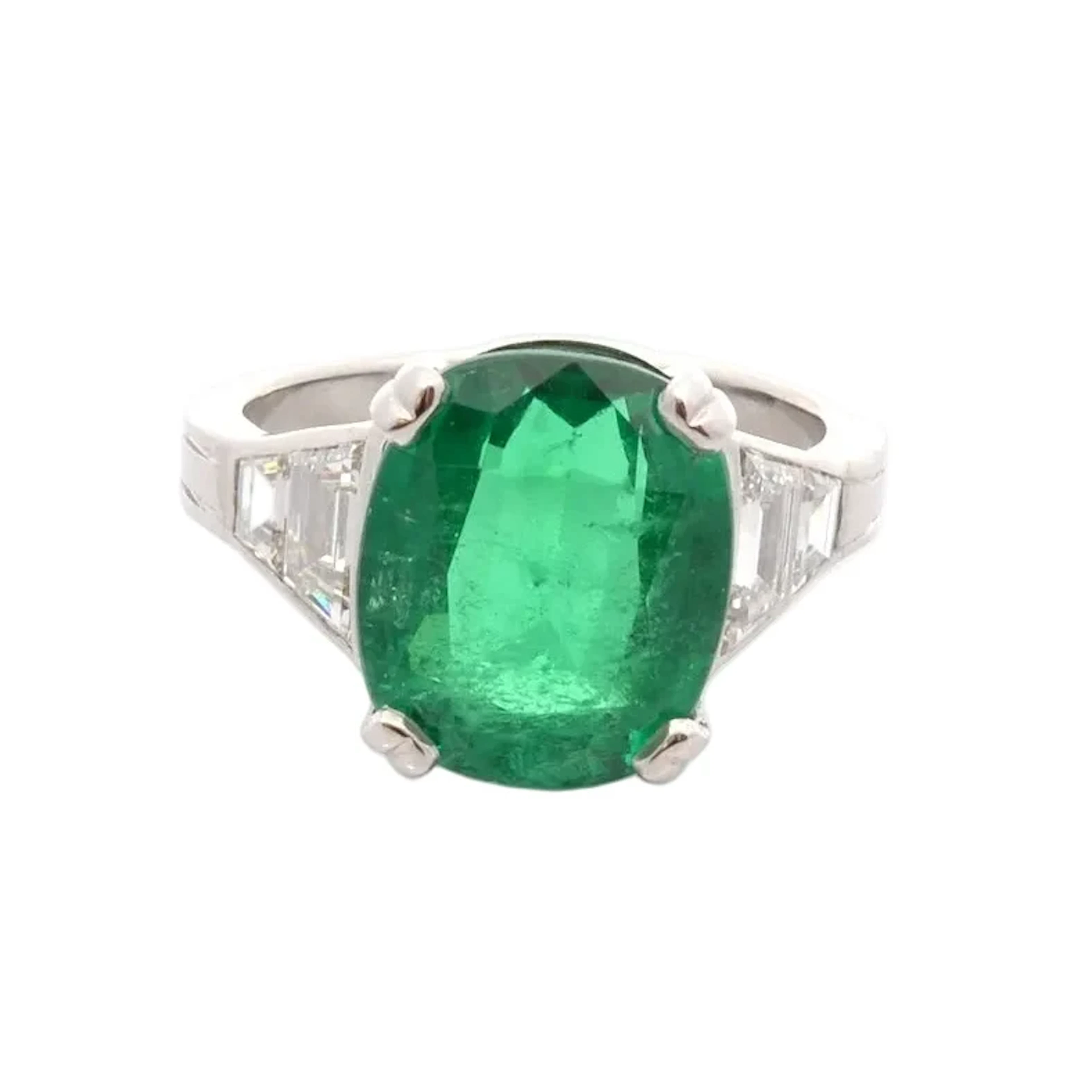 Platinum, Emerald, and Diamond ring