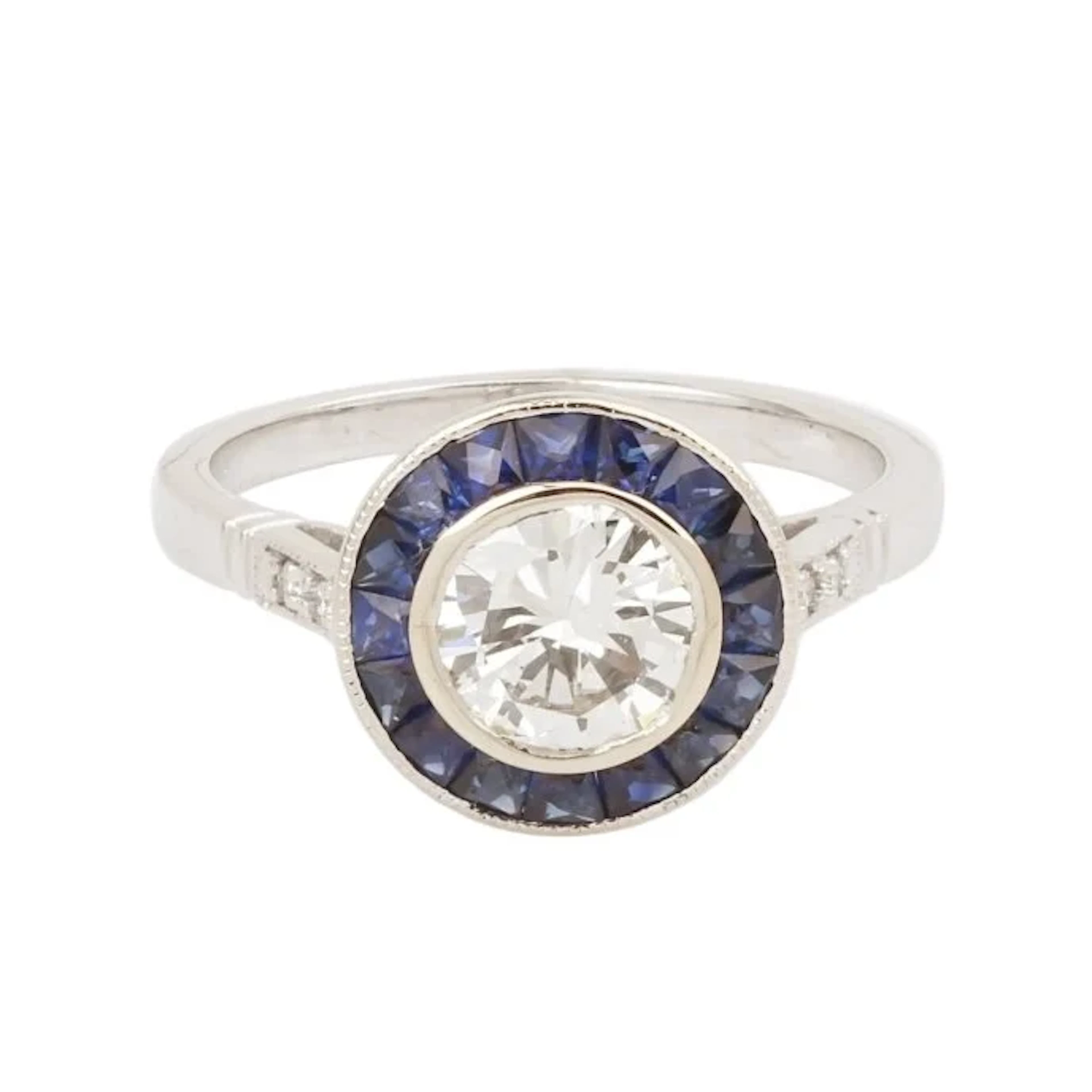 Ring in white gold, sapphires, and diamonds