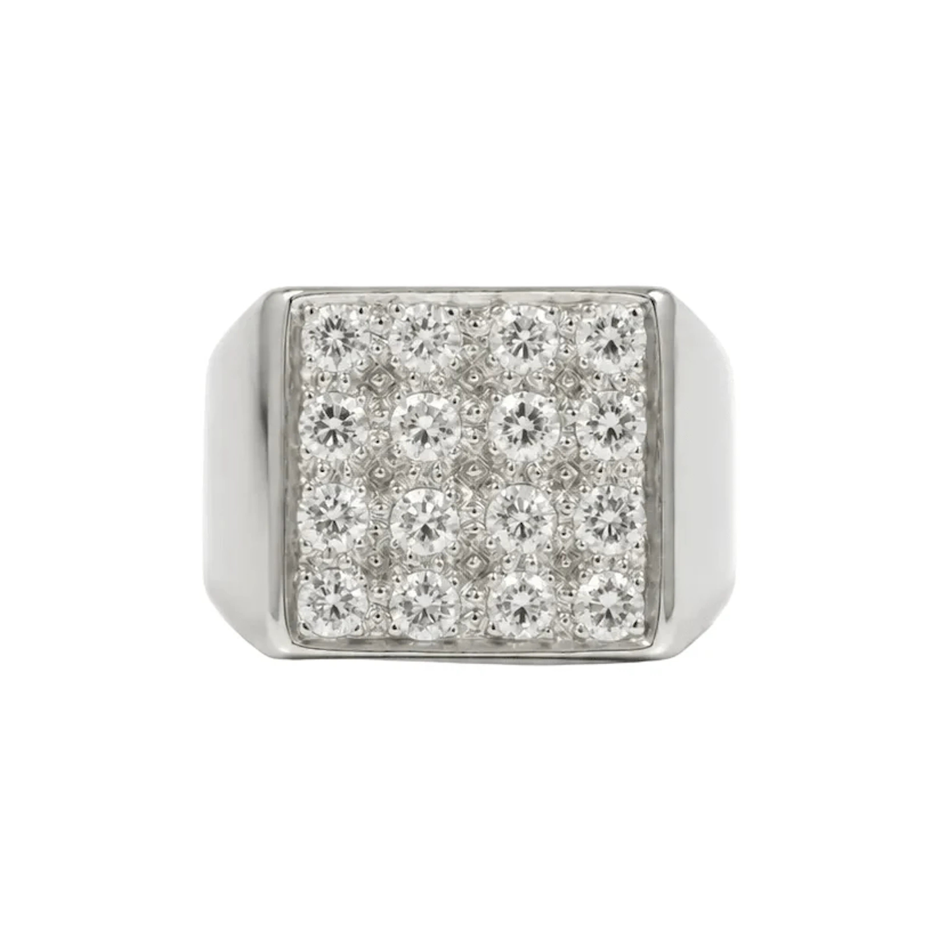 White Gold Signet Ring with Diamonds