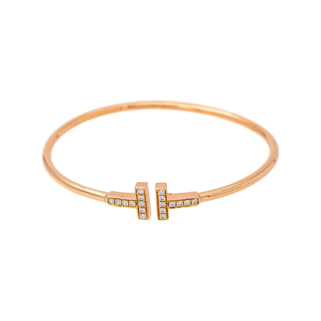Bracelet Jonc TIFFANY & CO. "Tiffany T" en or rose et diamants