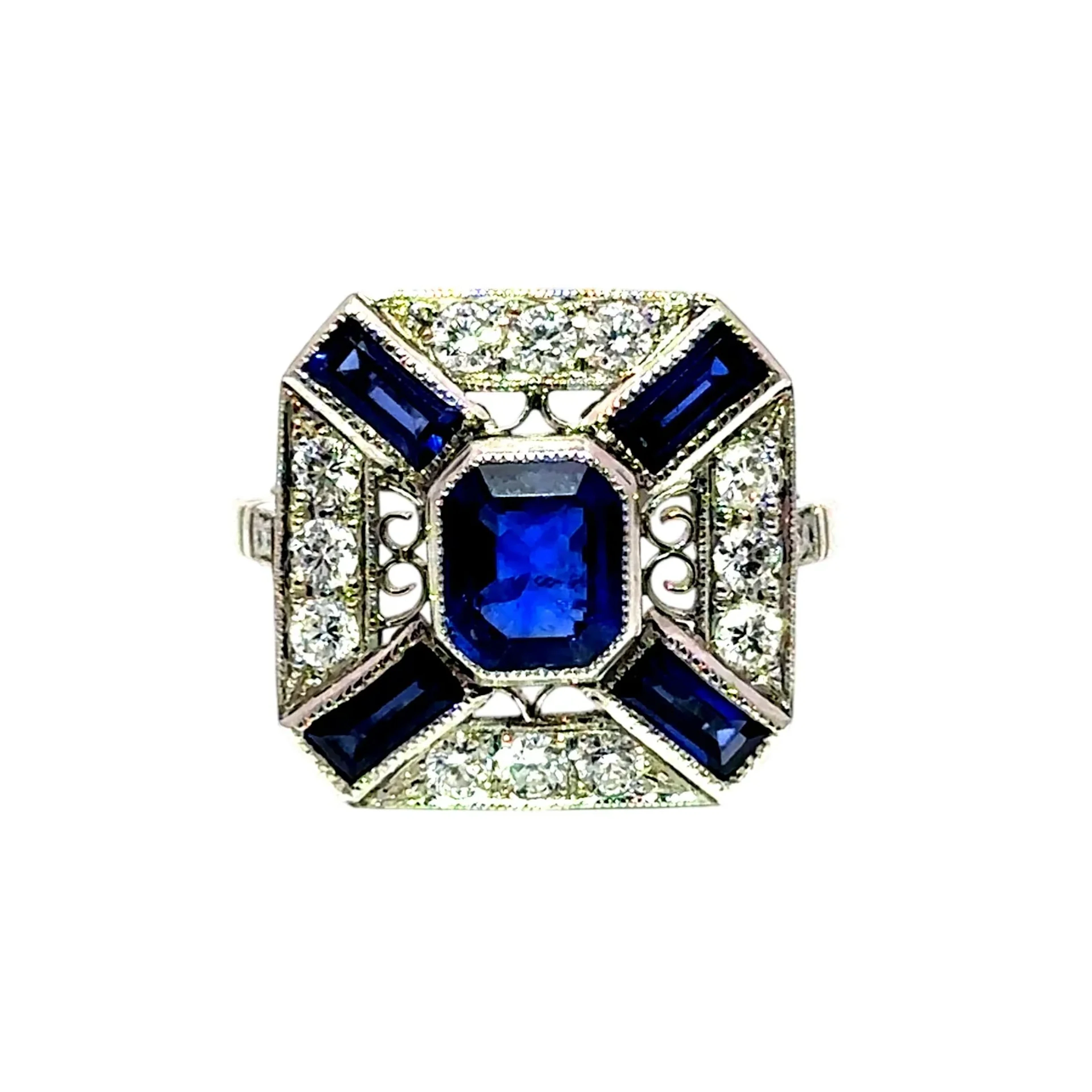 Cocktail Ring in Platinum, Sapphires, and Diamonds