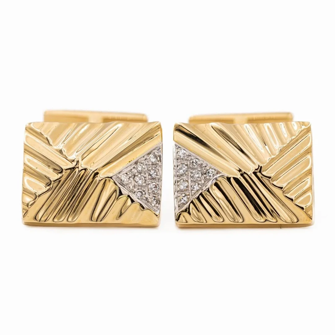 Yellow gold and diamond cufflinks