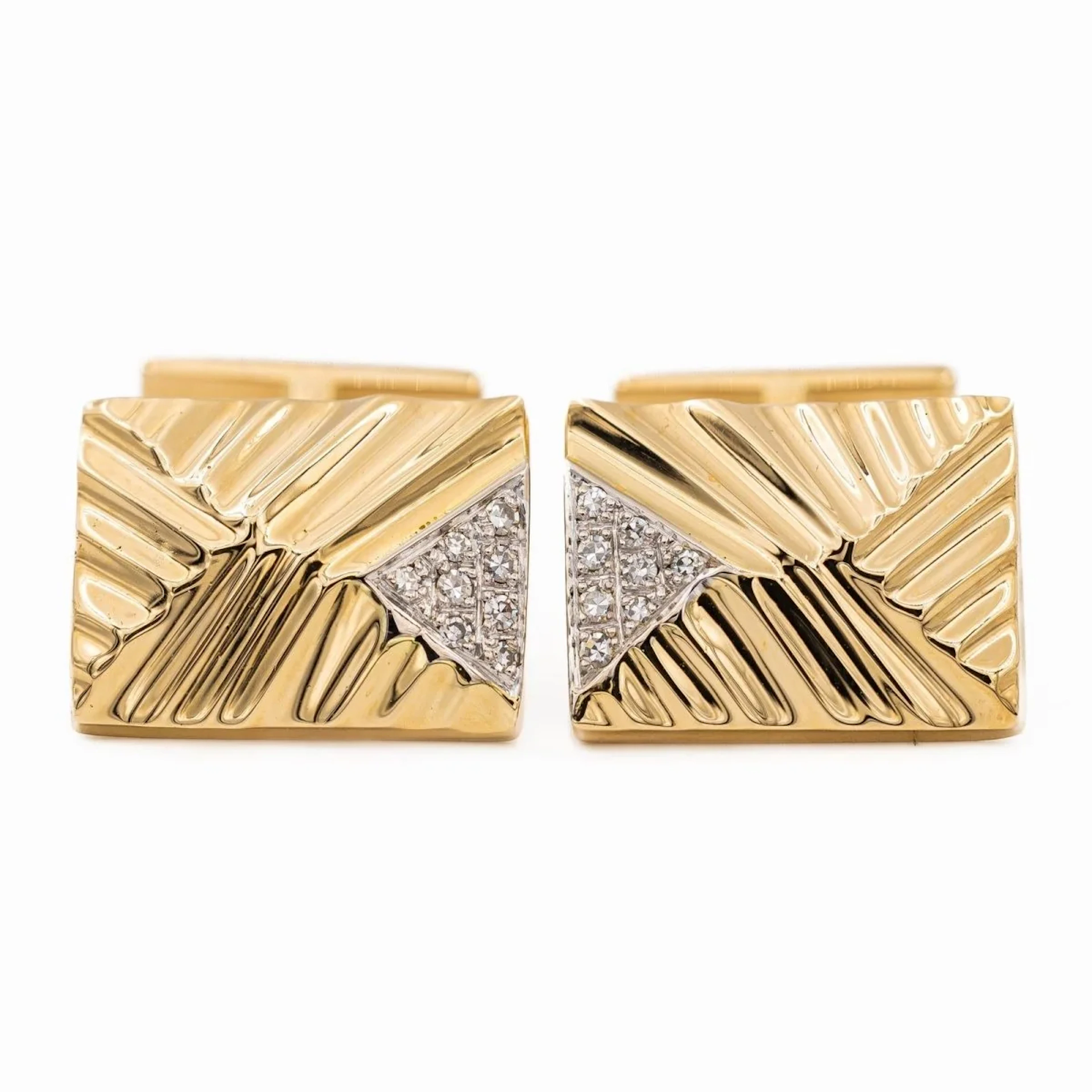 Yellow gold and diamond cufflinks