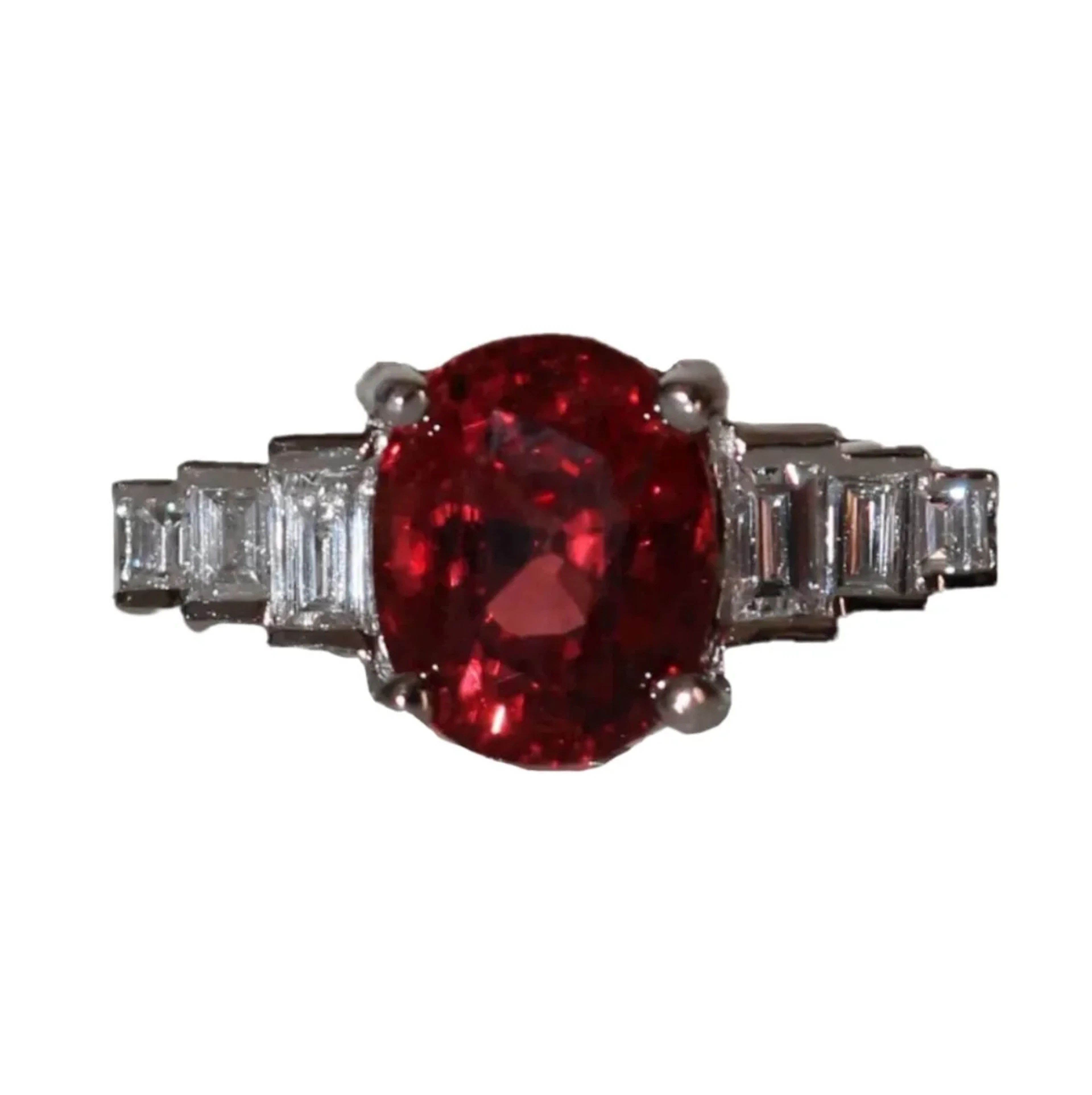 White gold, spinel and diamond ring