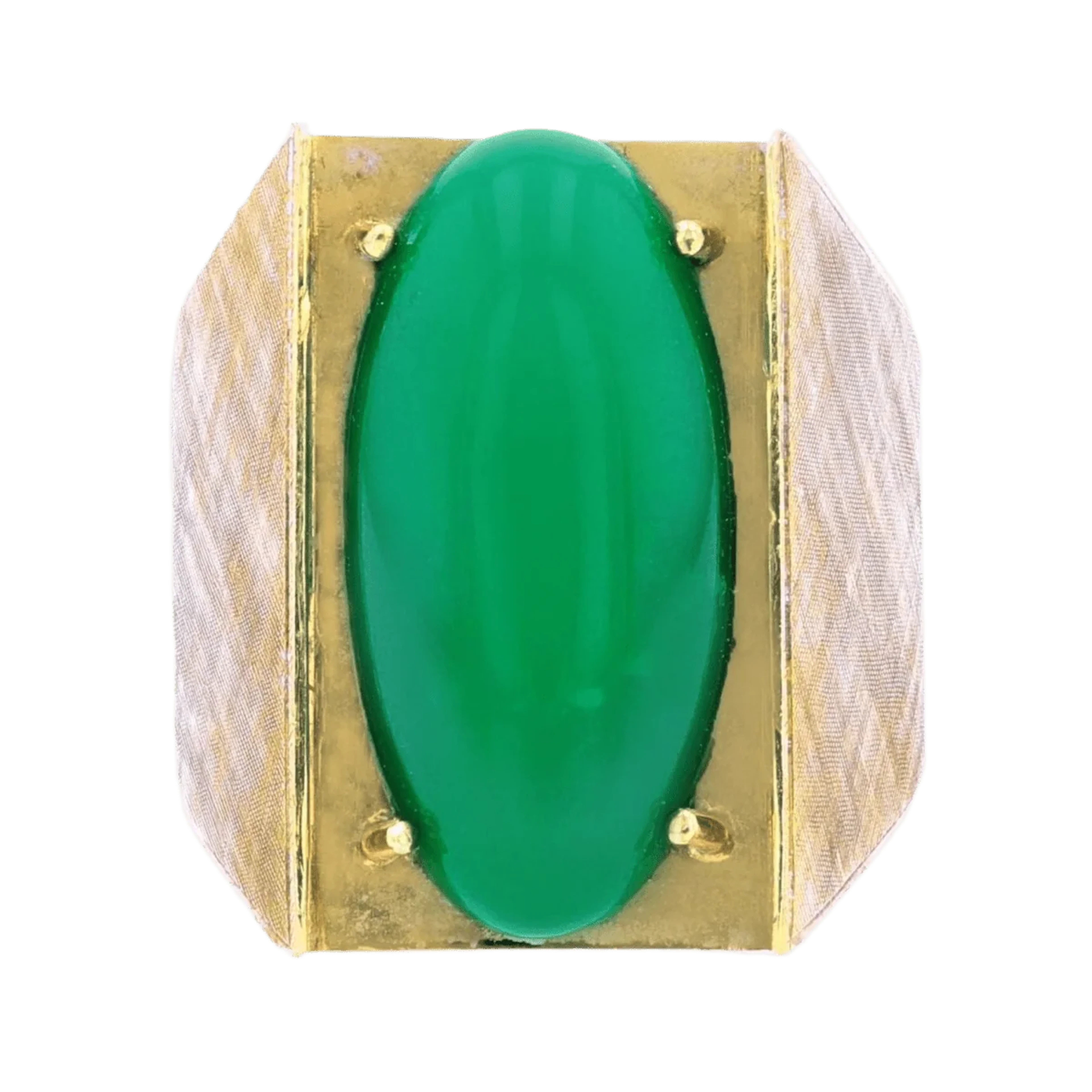 Signet ring in yellow gold and chrysoprase