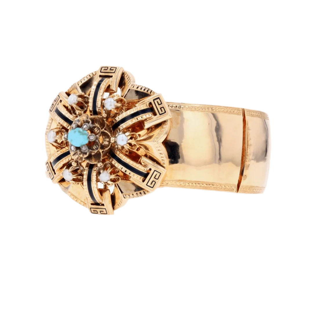 Bracelet Rush in rose gold, turquoise, enamel and pearls
