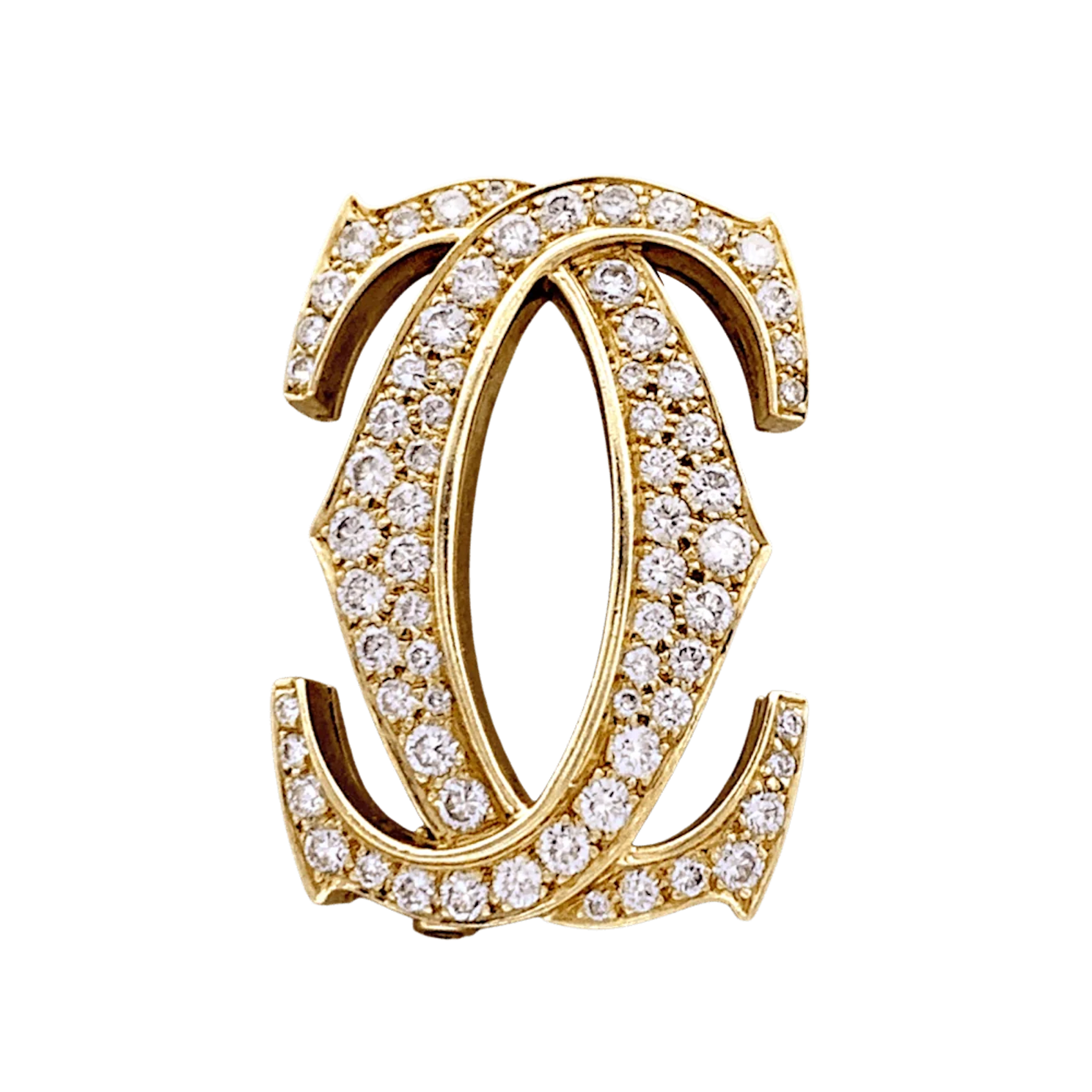 CARTIER "Double C" Brooch in Yellow gold and Diamonds
