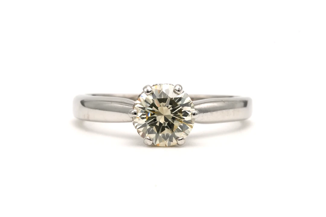 White Gold Solitaire Ring with Diamonds