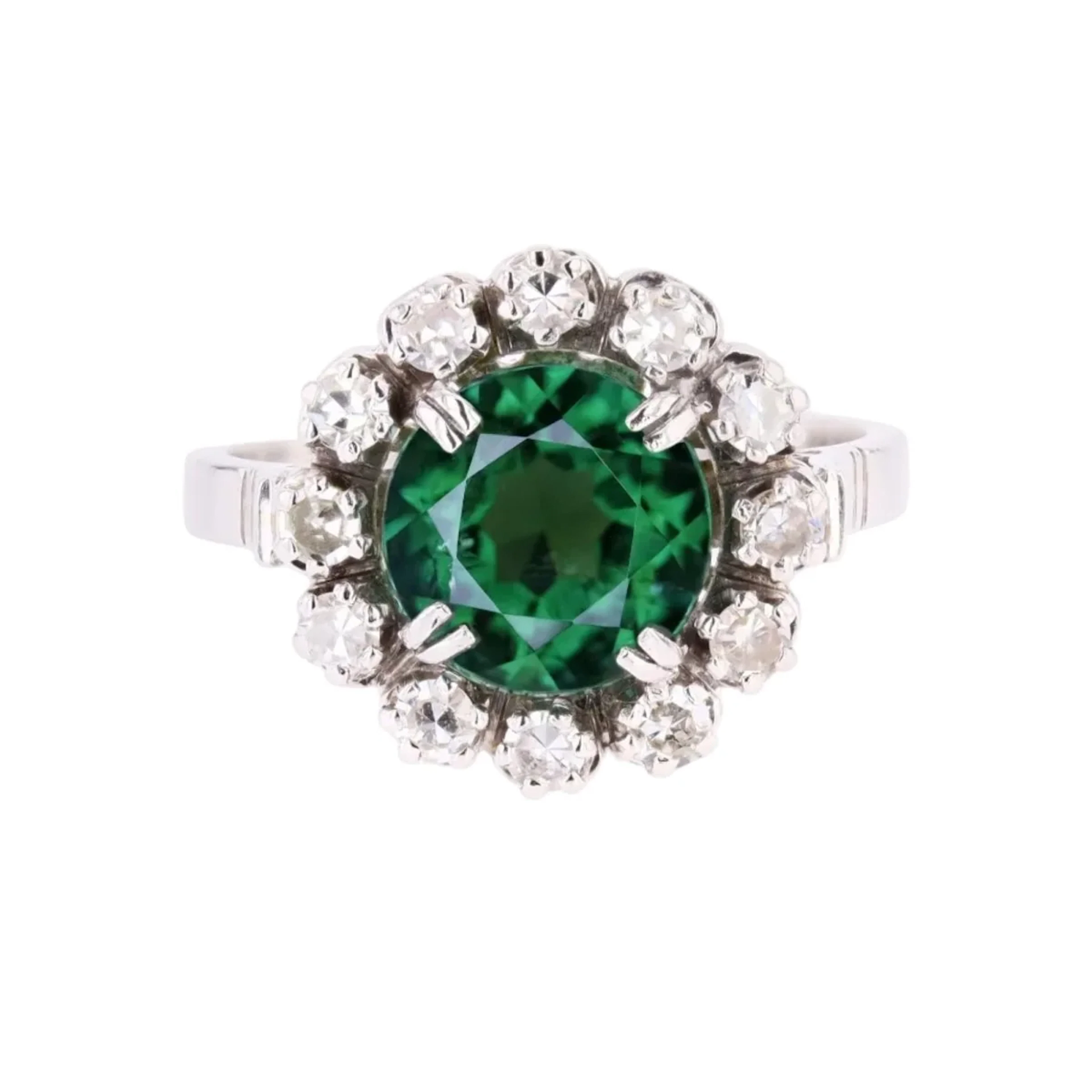 White gold ring with Tourmaline and diamonds