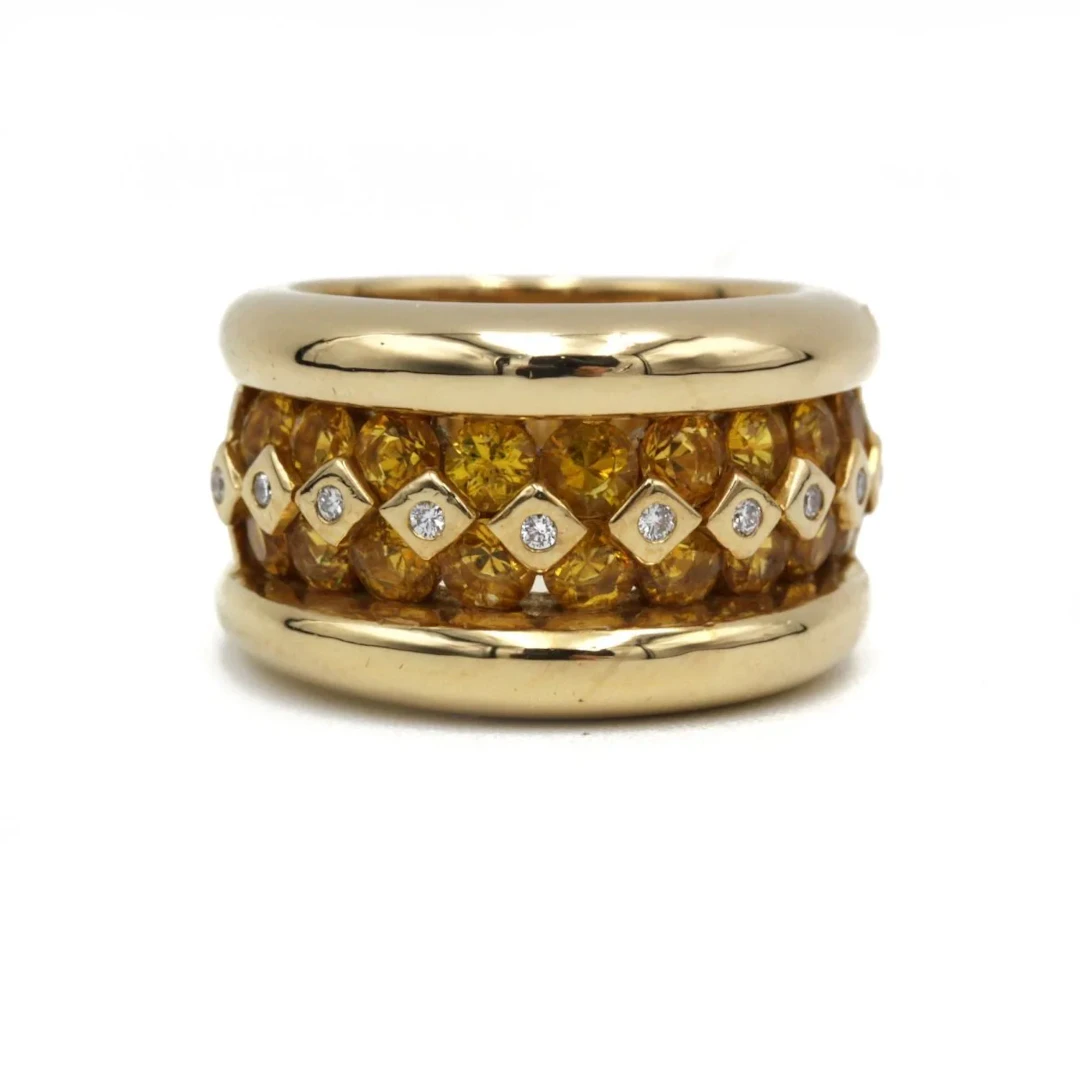 Bague POIRAY en or jaune, citrines et diamants