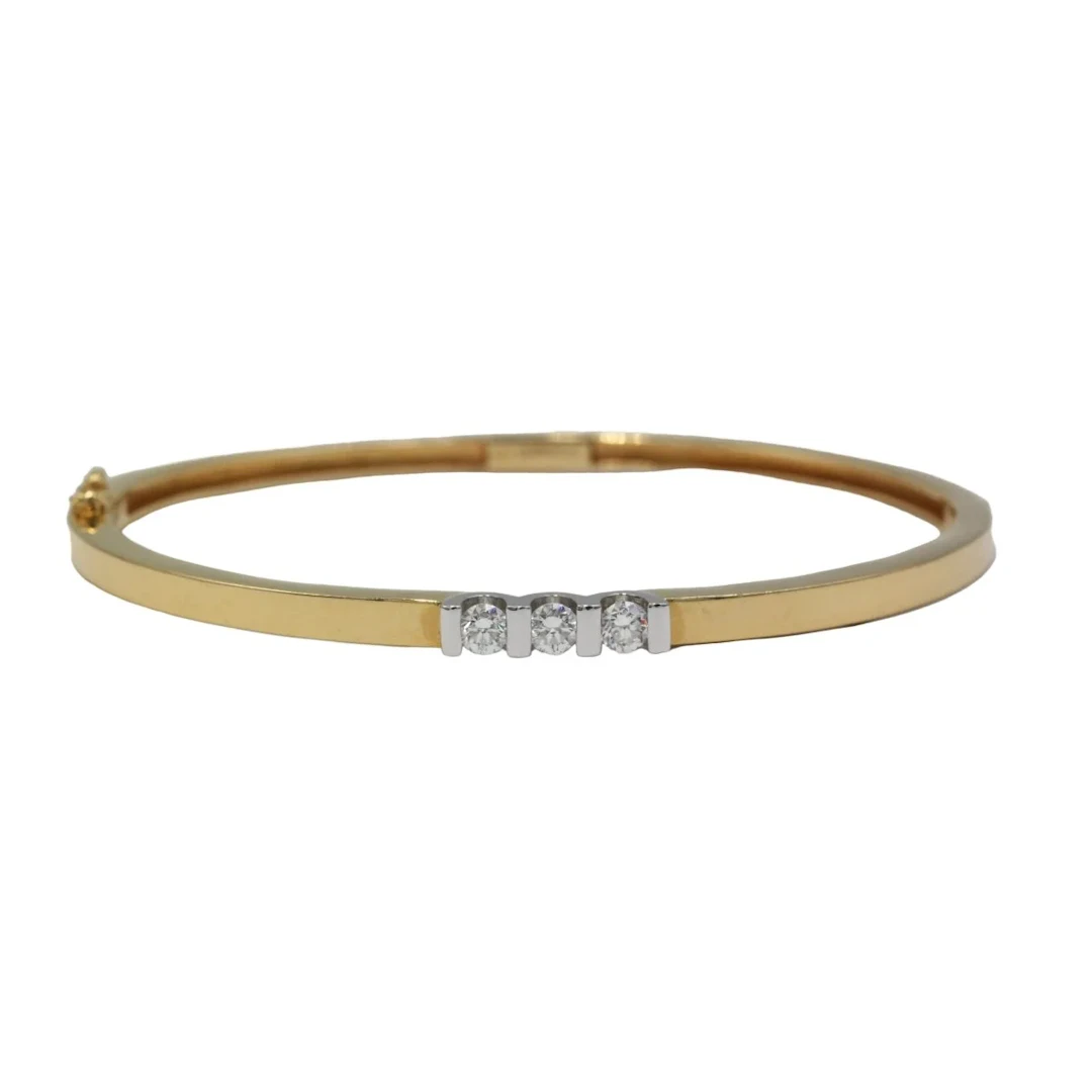 Yellow Gold and Diamond Bangle Bracelet