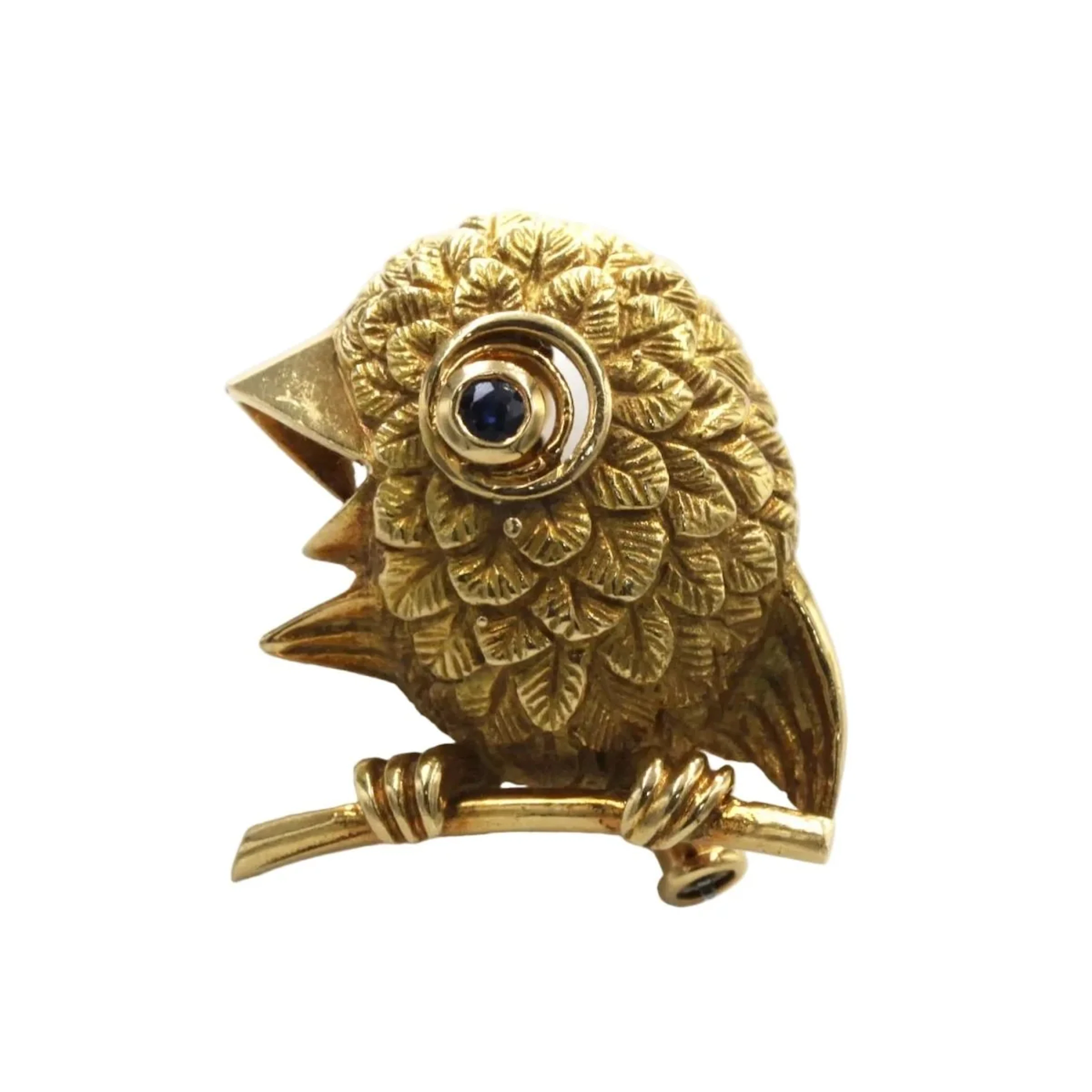 Brooch Sapphire and yellow gold pin