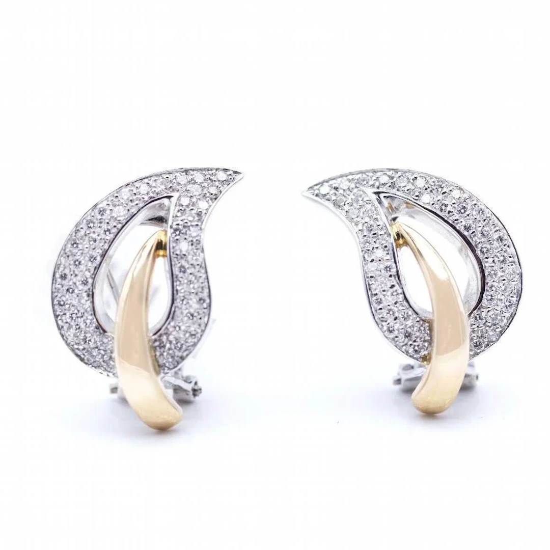 Earrings at white gold and rose gold with diamonds