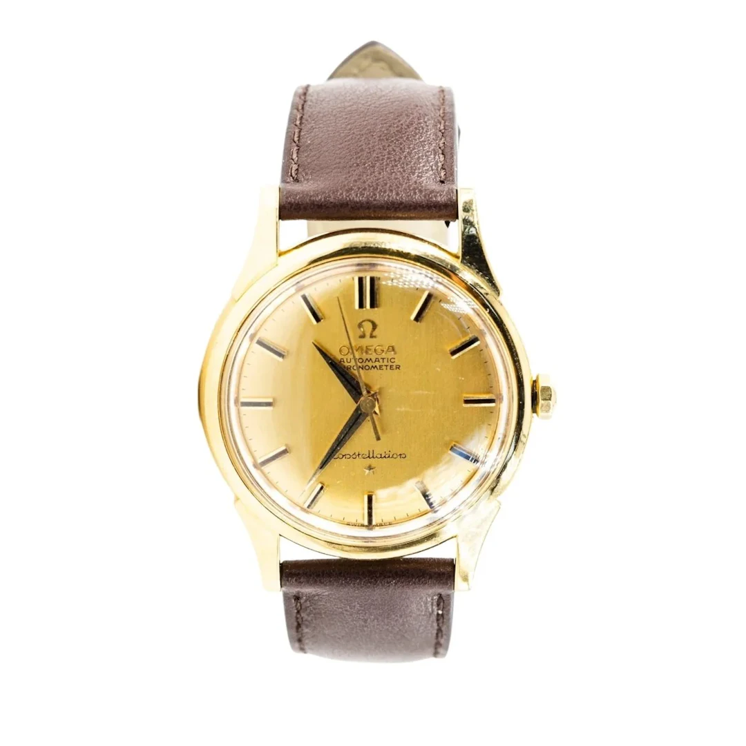 OMEGA "Constellation" Watch in Yellow gold and leather