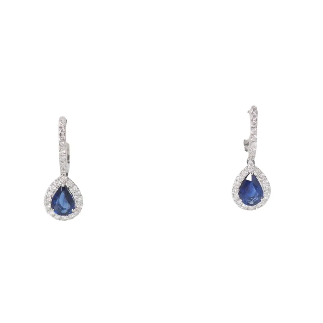 Luxury white gold earrings with Ceylon sapphires and diamonds
